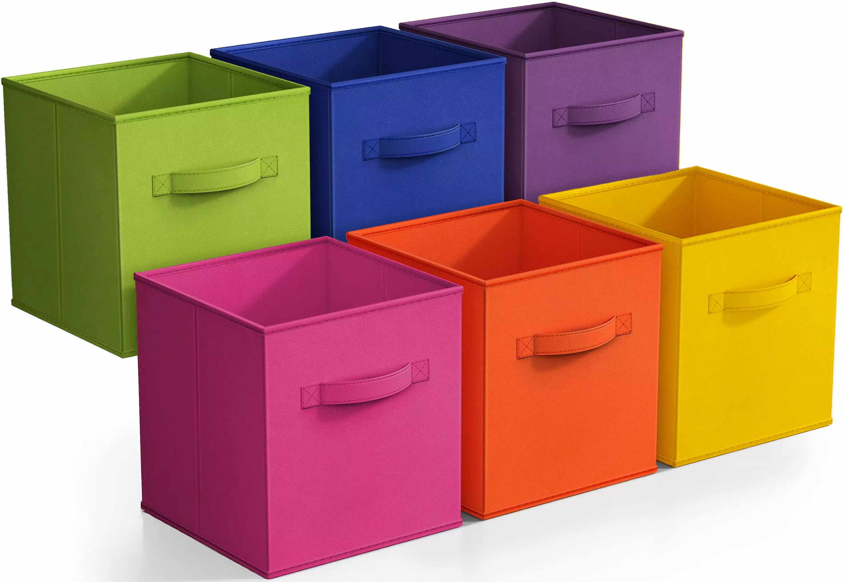 Sorbus Fabric Storage Bins 11 Foldable Cubes Multicolored With Handles For Pantry. Cubbies. Toy And Closet Organization- 6Pk