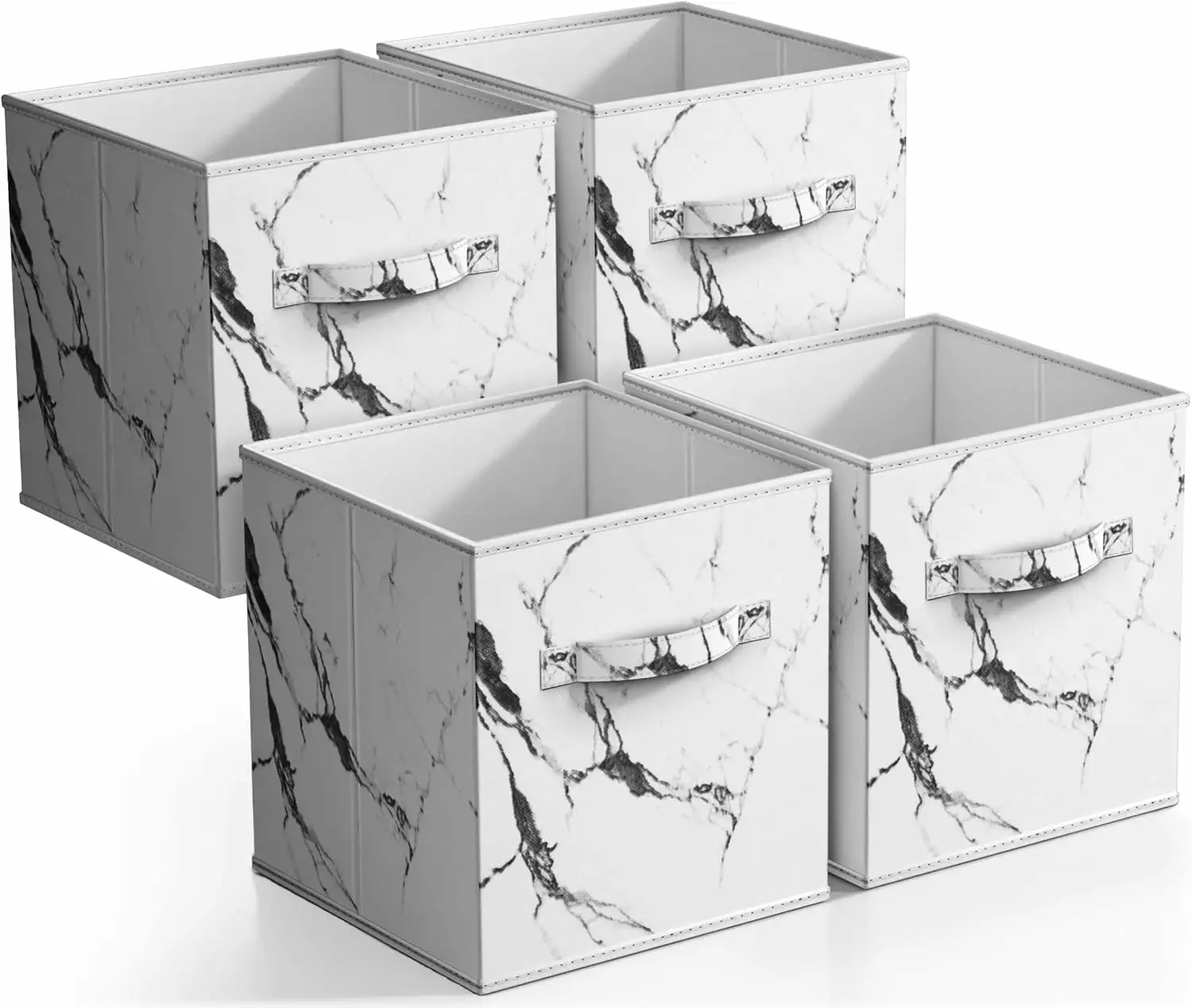 Sorbus Foldable Storage Cubes: Adult Organization for Living Room. Closet. Dorm - Marble Print. 4-Pack. White