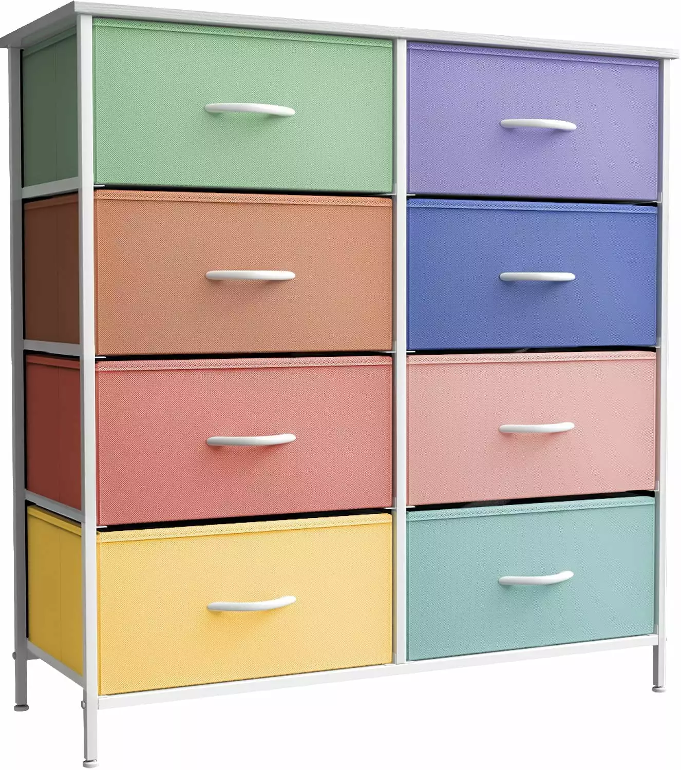 Sorbus Kid Dresser with 8 Fabric Bin Drawers - Pastel Multi-Color Furniture Storage Chest - Bedroom. Closet. and Toys Organizer