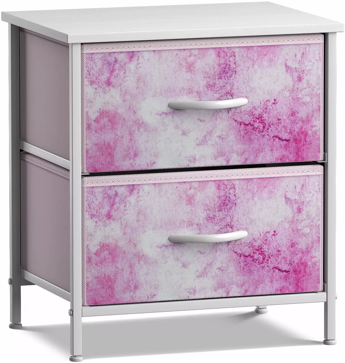 Sorbus Nightstand with 2 Drawers - Bedside Furniture & Accent End Table Chest for Home. Bedroom Accessories. Office. College Dorm. Steel Frame. Wood Top. Easy Pull Fabric Bins (2-Drawer. Pink)