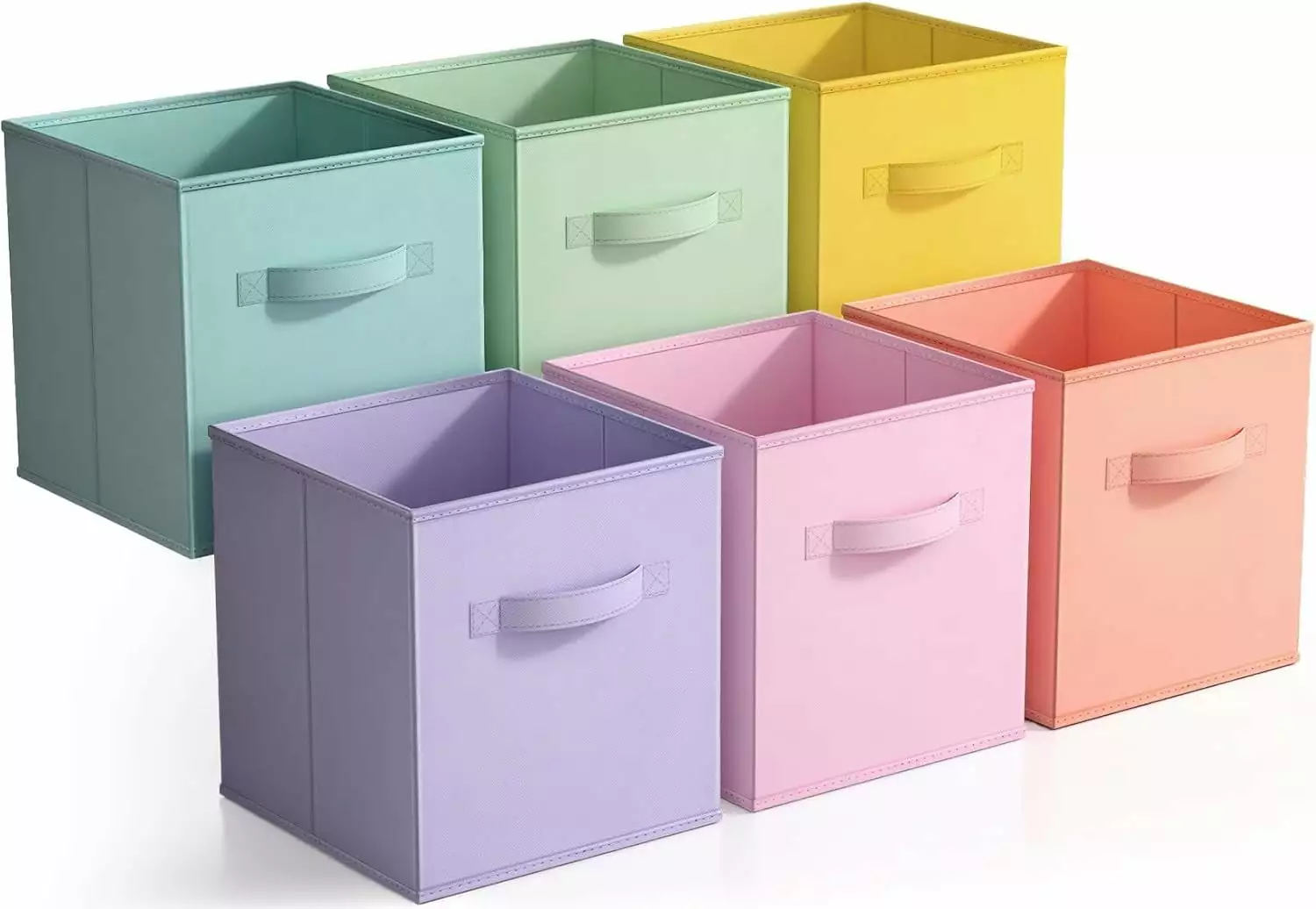 Sorbus Pastel Colors Cube Storage Bins: Foldable Fabric Basket Organizer for Baby Nursery. Children's Bedroom. and Playroom