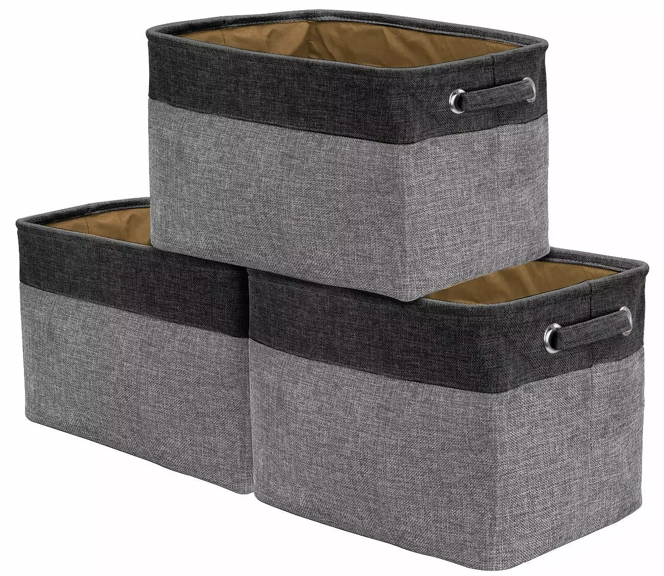 Sorbus Twill Storage Large Rectangular Fabric Collapsible Basket Organizer with Carry Handles. Multiple Colors. Set of 3