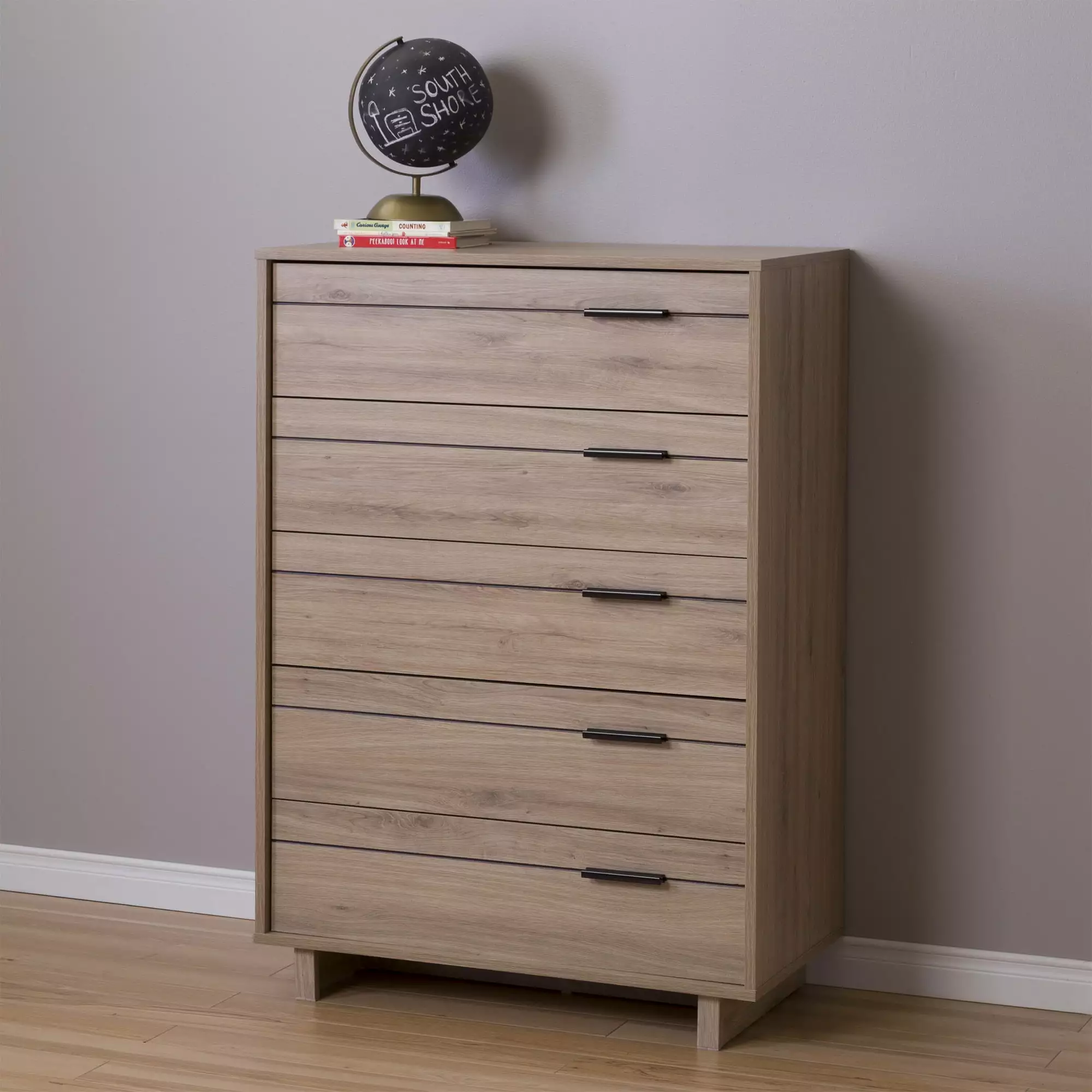 South Shore Fynn Contemporary 5-Drawers Dresser Rustic Oak