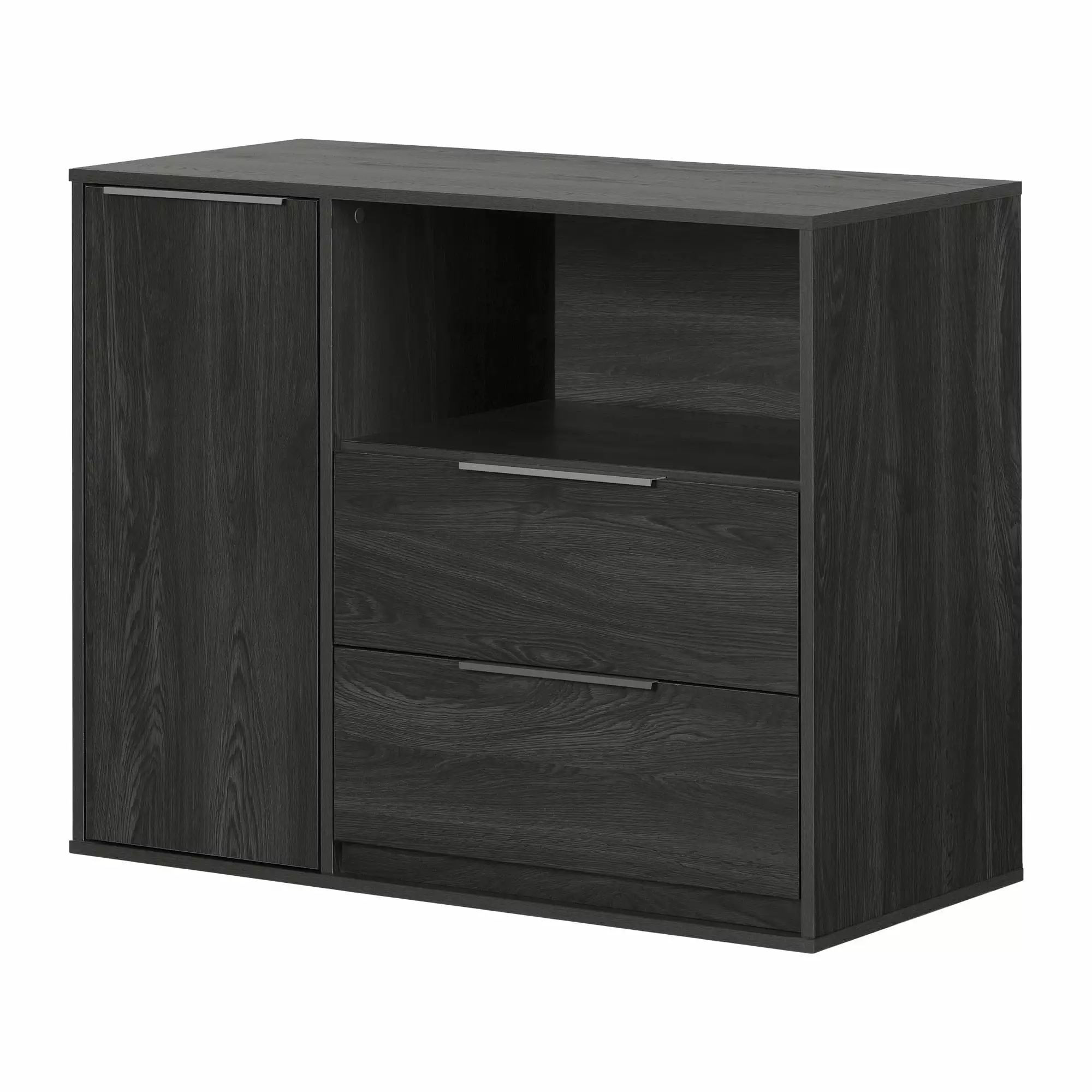 South Shore Hourra. Contemporary Door Chest with 2 Drawers. Gray Oak