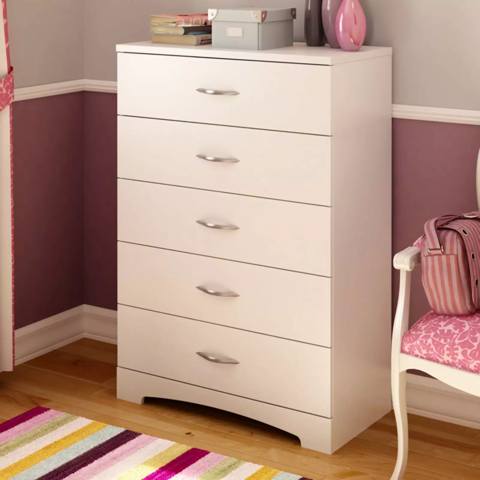 South Shore Maddox 5 Drawer Chest in Pure White Finish