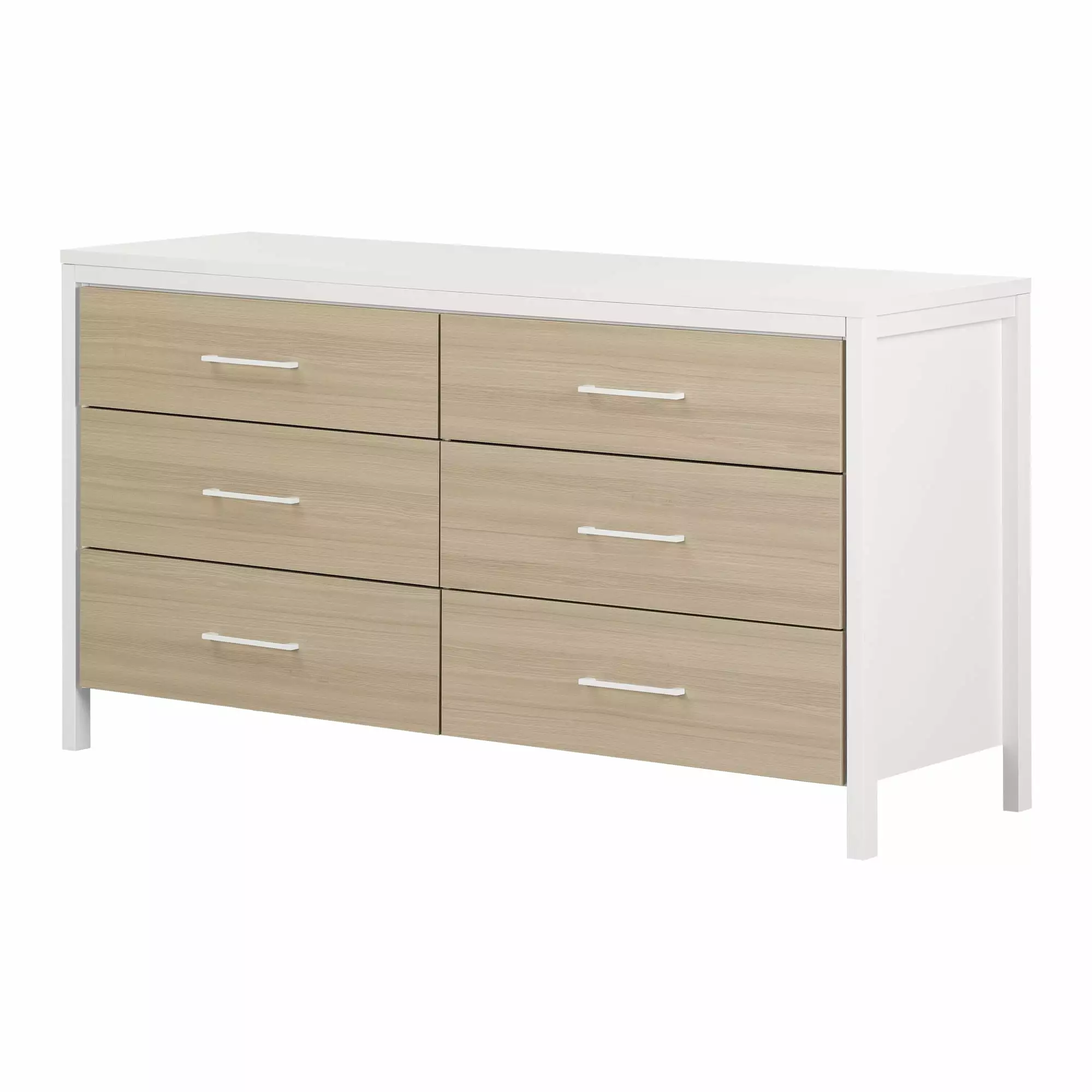 South Shore Munich 6-Drawer Double Dresser White and Soft Elm