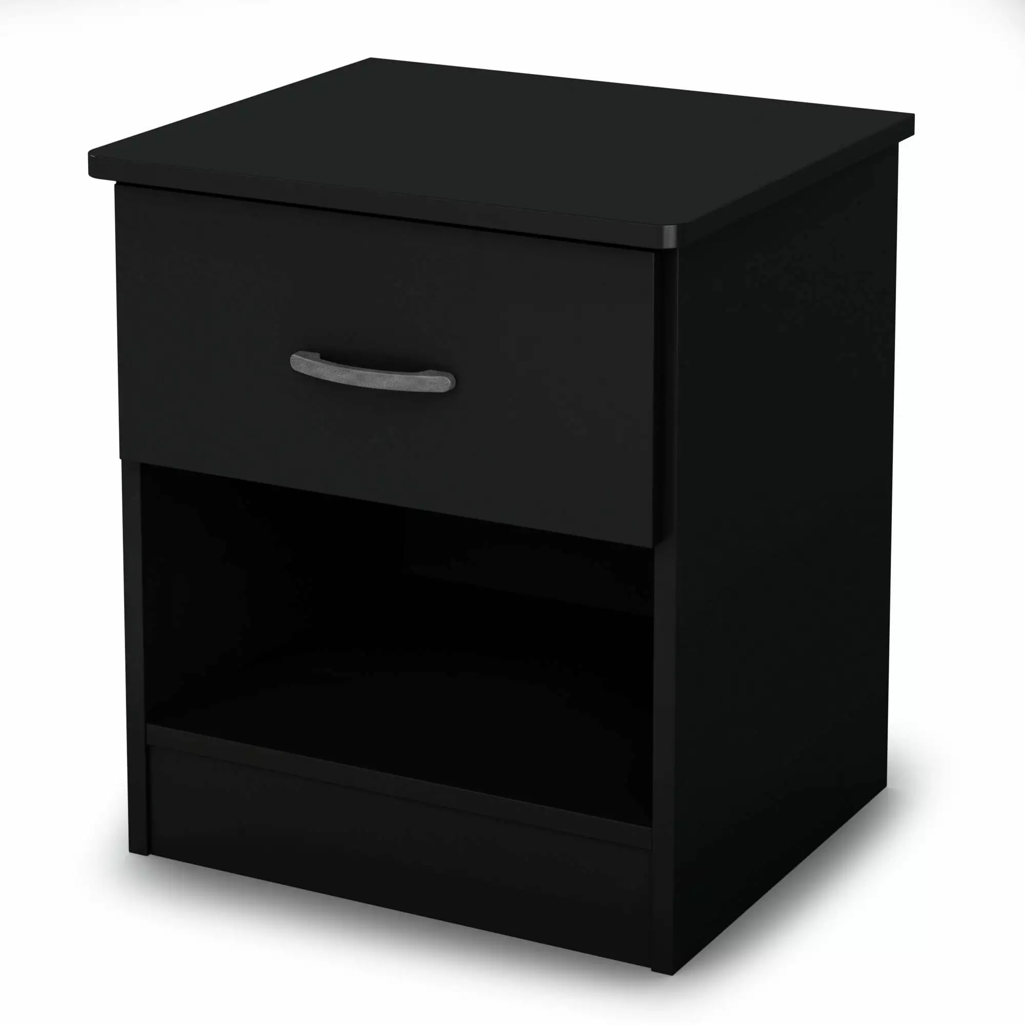 South Shore Smart Basics Contemporary 1-Drawer Nightstand with Storage. Black