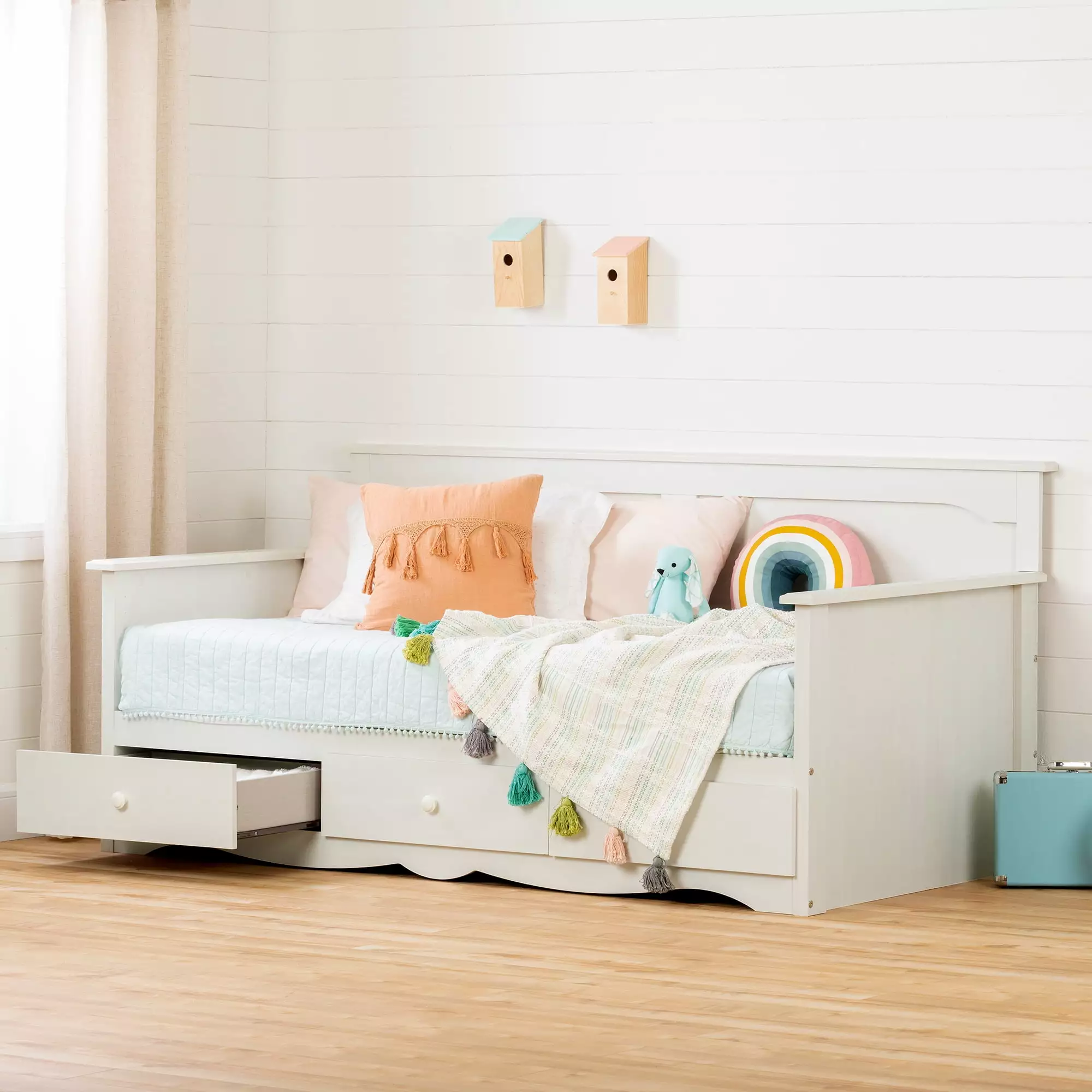 South Shore Summer Breeze Twin Daybed with Storage (39). White Wash