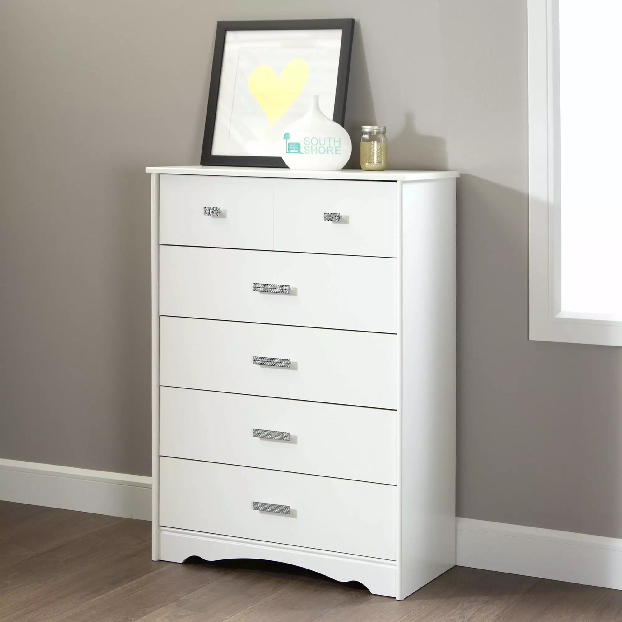 South Shore Tiara Contemporary 5-Drawers Dresser Pure White