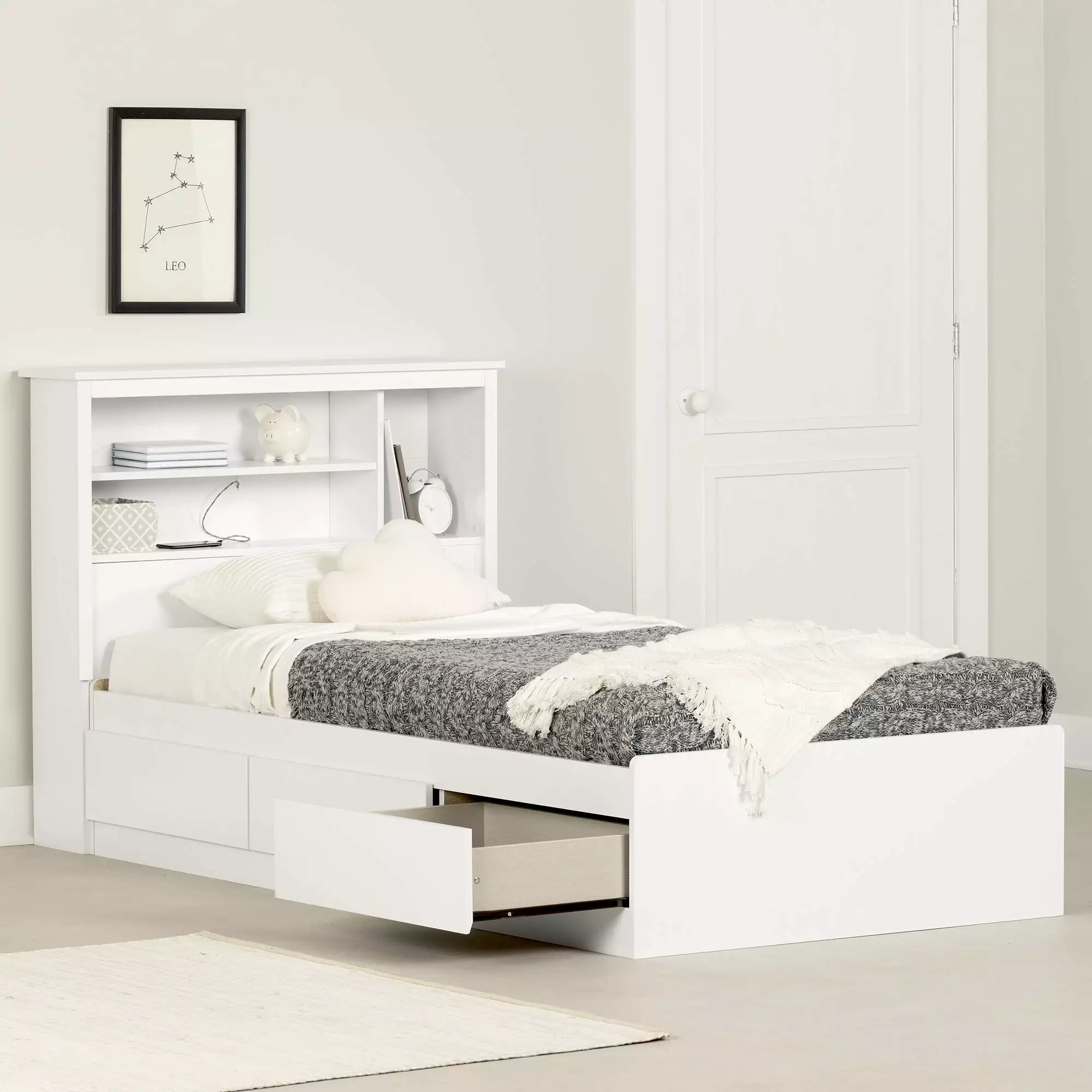 South Shore Vito. Contemporary Bed. Twin White