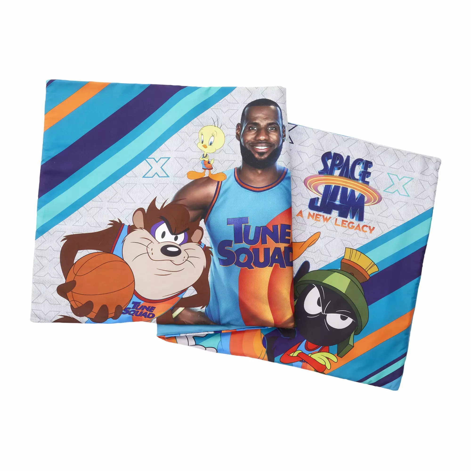 Space Jam Kids Body Pillow Cover with Zipper Closure. Gray and Blue. Warner Bros