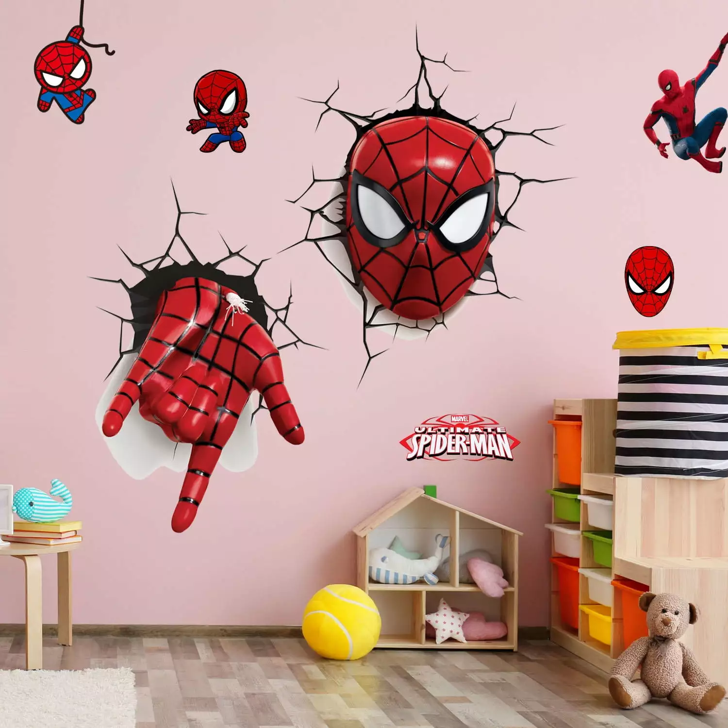 Spider-Man Breaking Through Wall Sticker Chilren Boys wall Decals Peel And Stickers for 3D Spider-Man Walls Bedroom Living Room Home D??cor( 15.7X23.7)inch