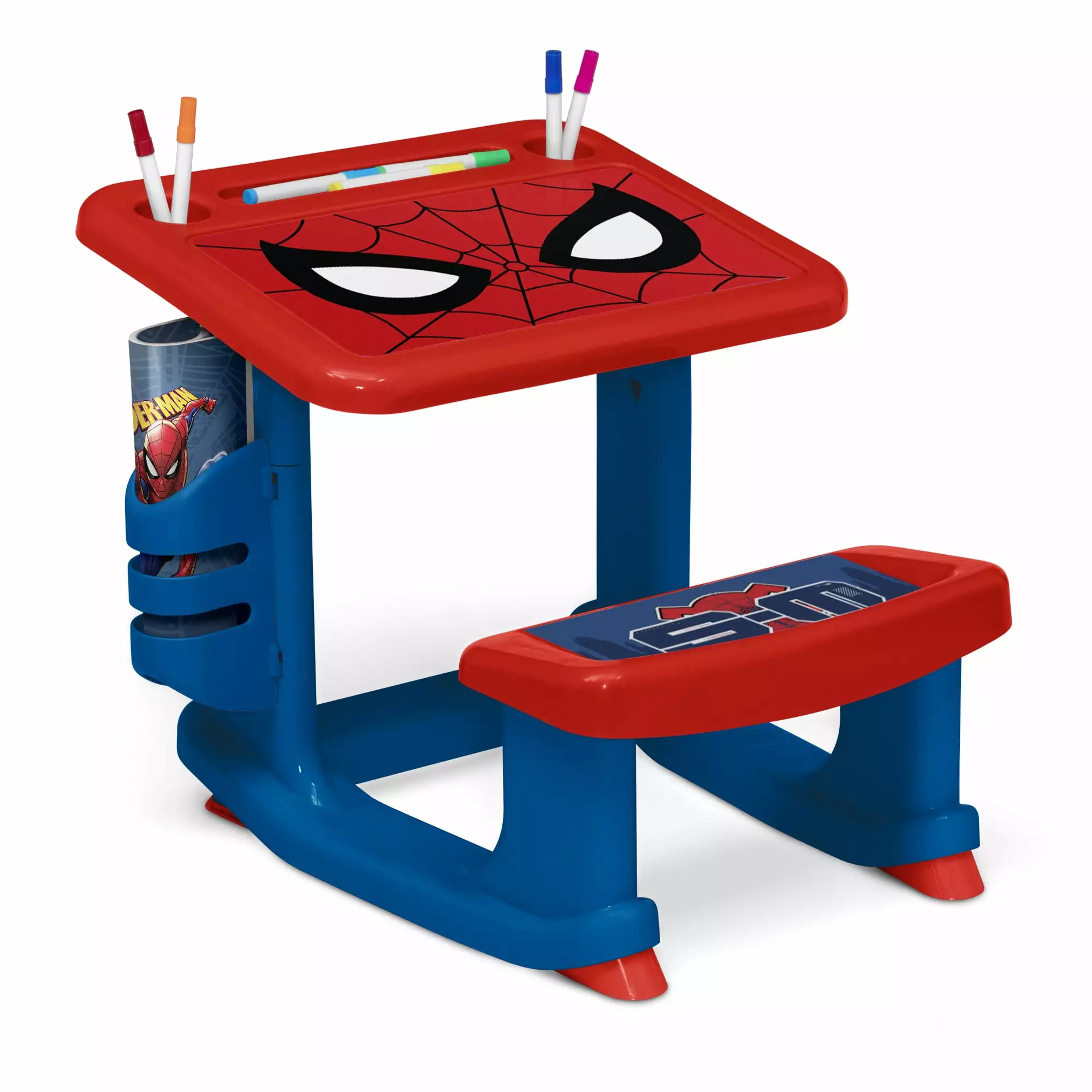 Spider-Man Draw and Play Desk by Delta Children ?C Includes 10 Markers and Coloring Book. Blue