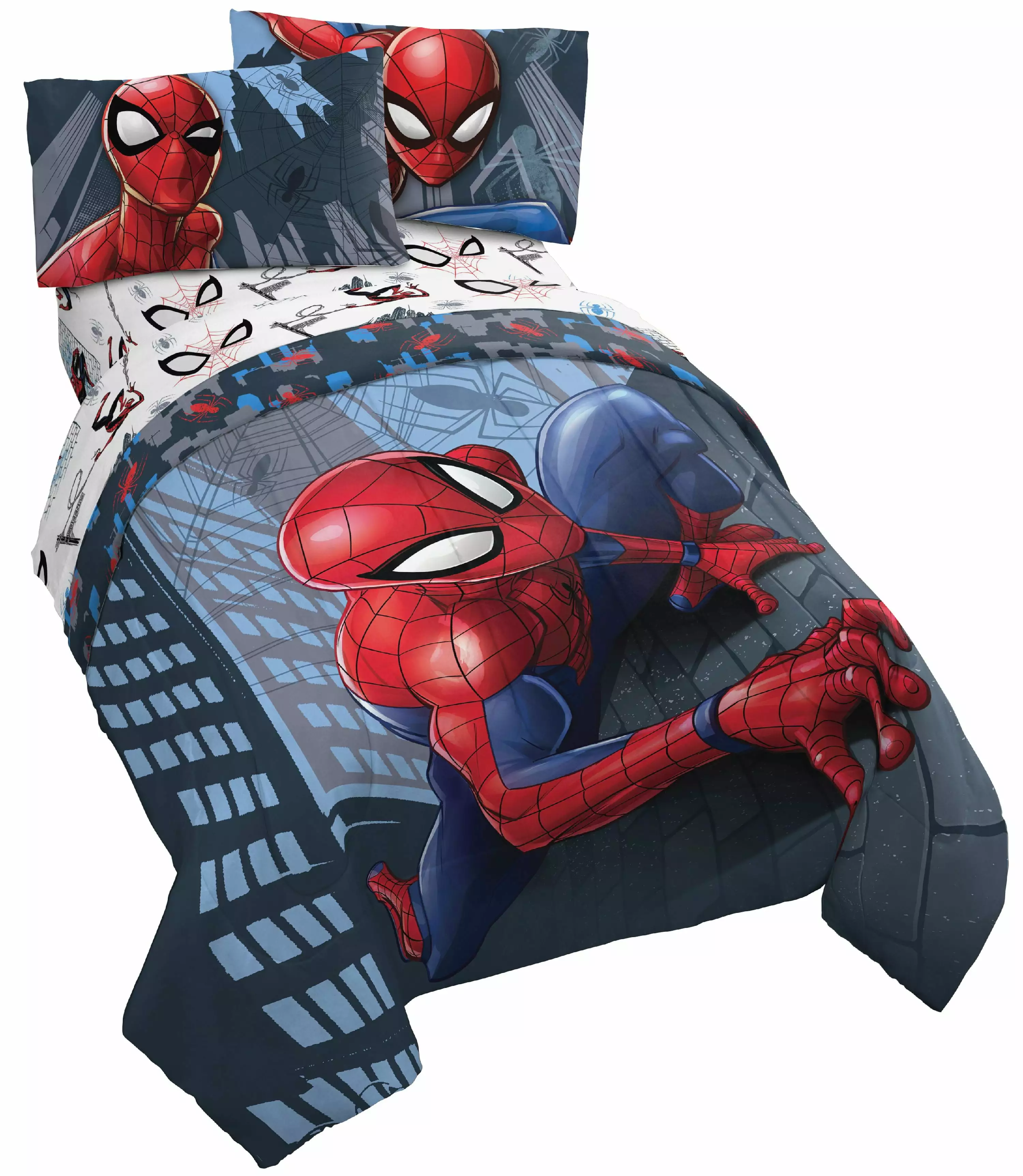 Spiderman Crawl Kid Bed in a Bag Bedding Set w/ Reversible Comforter