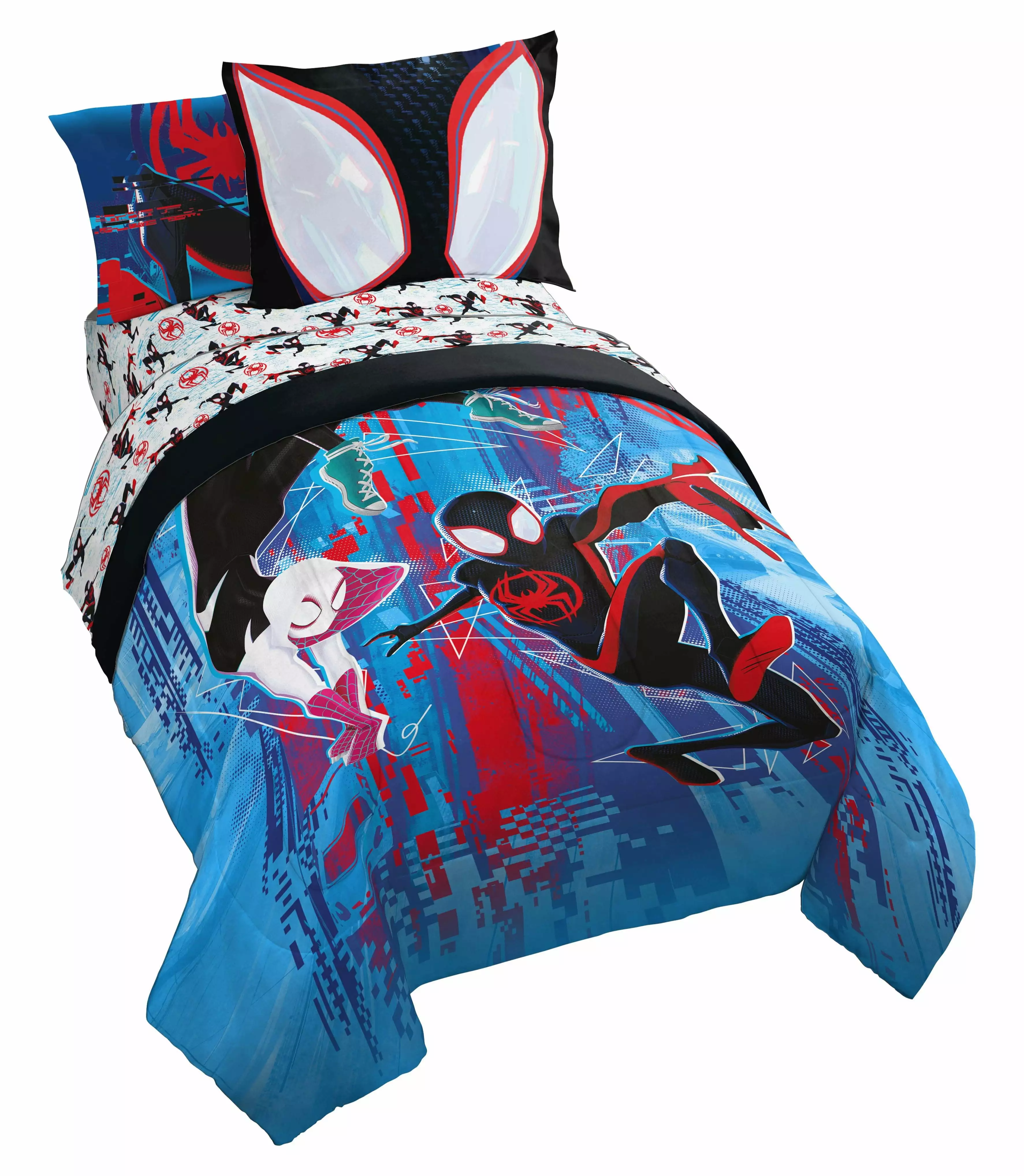 Spiderman Glitch Kids 5 Piece Twin Bed Set. 100% Microfiber