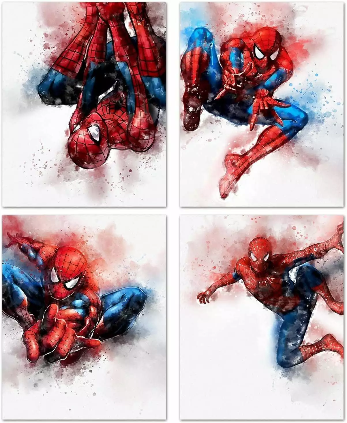 Spiderman Wall Decor Canvas For Boys Birthday Gift Set of 4 Nursery Home Wall Canvas Decor Ready to Hang (8 x 10 inches)