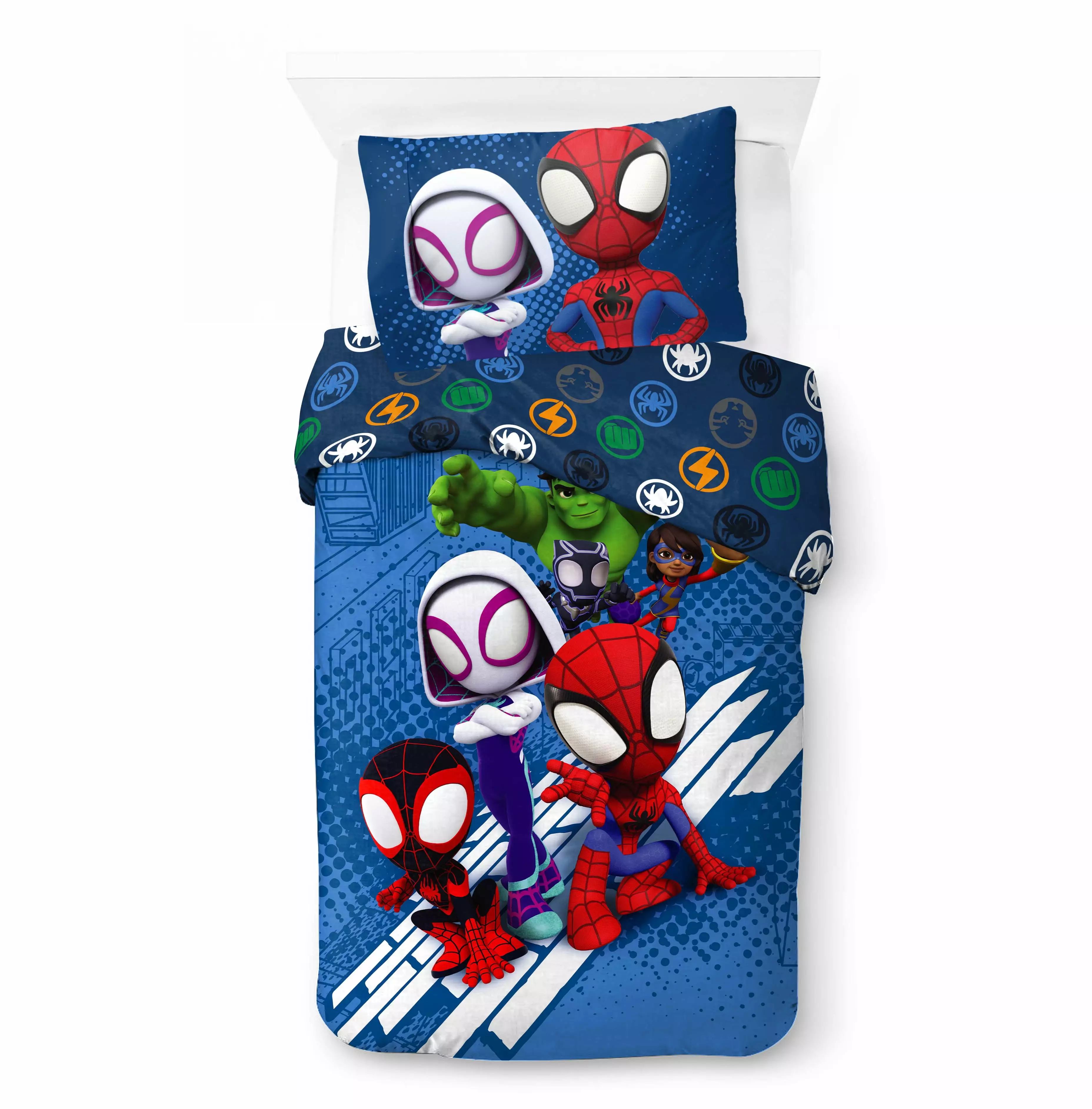 Spidey Amazing Friends Kids 2-Piece Twin/Full Reversible Comforter Set. Microfiber. Red. Marvel