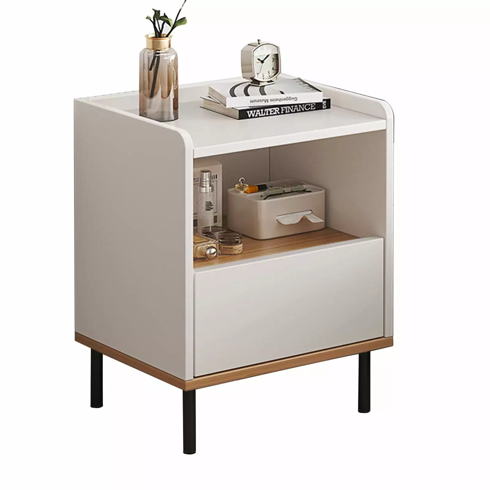 Splendid Modern Easy Bedside Cabinet Night Table Nightstand Drawer Storage Shelf