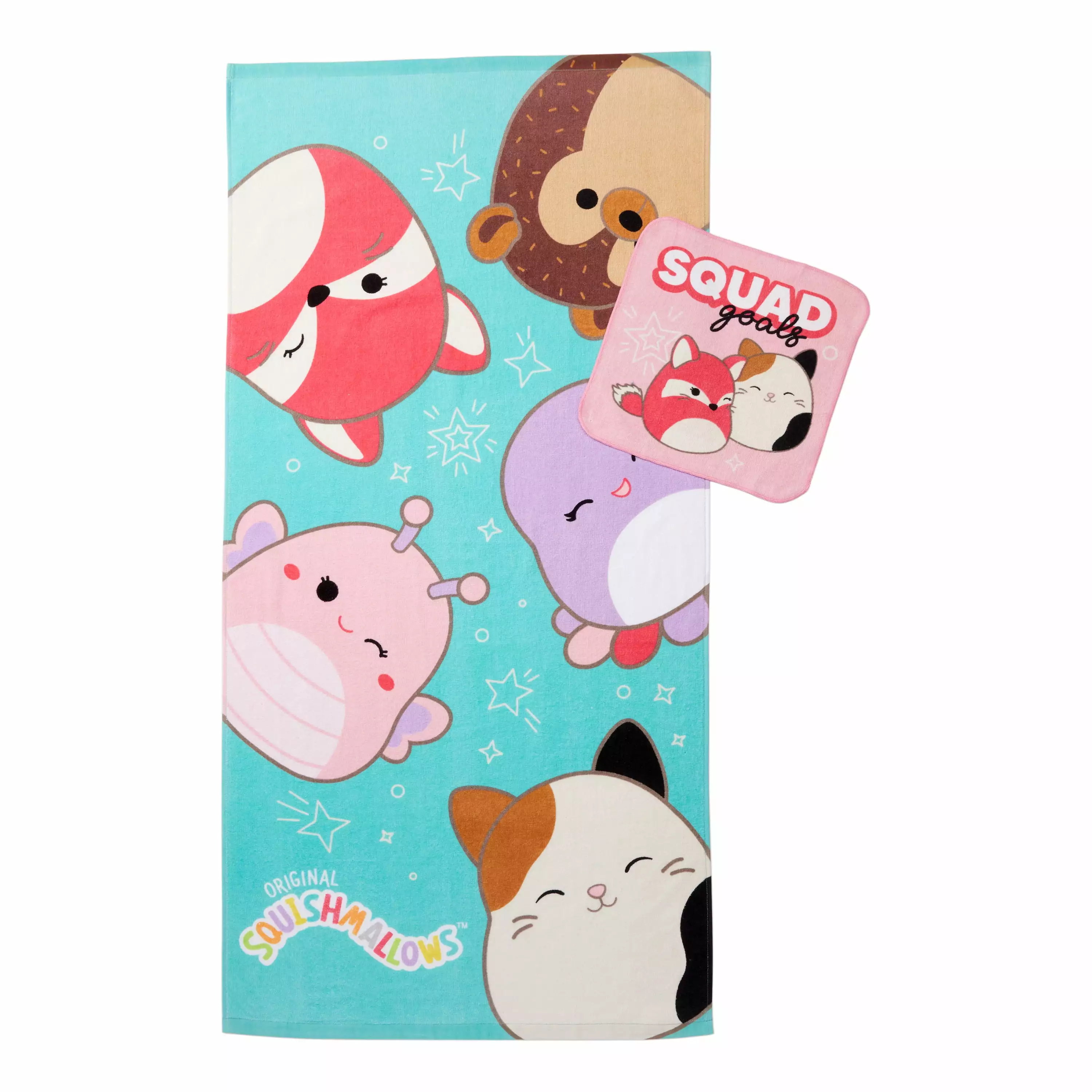 Squishmallows Cotton 2 Piece Towel and Washcloth Set