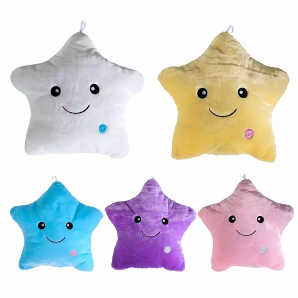 Star Luminous Light Pillow Cushion Soft Relax Gift Smile 5 Colors Body Pillow Soft Plush Kids Birthday Gift Led Light. 15.8*13.8in