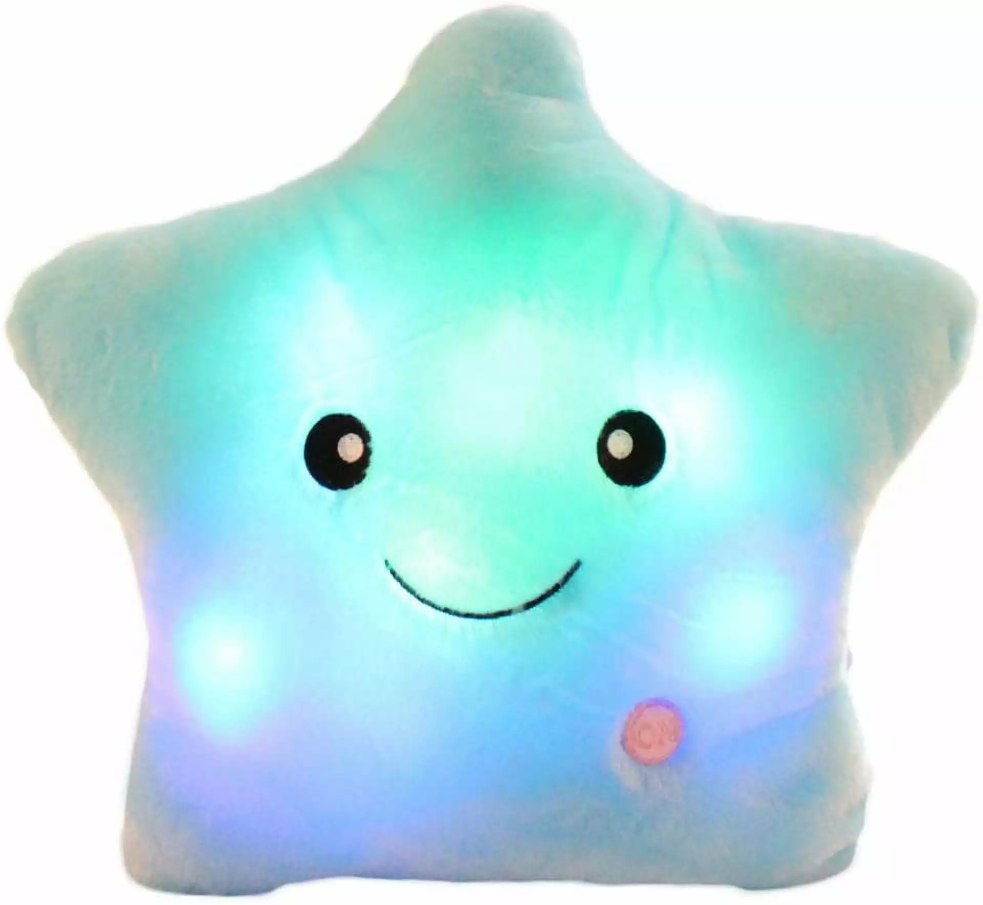 Star Shaped Plush Throw Pillow. Creative LED Night Light Glowing Cushions Plush Stuffed Toys Gifts for Kids. Decoration (Blue)