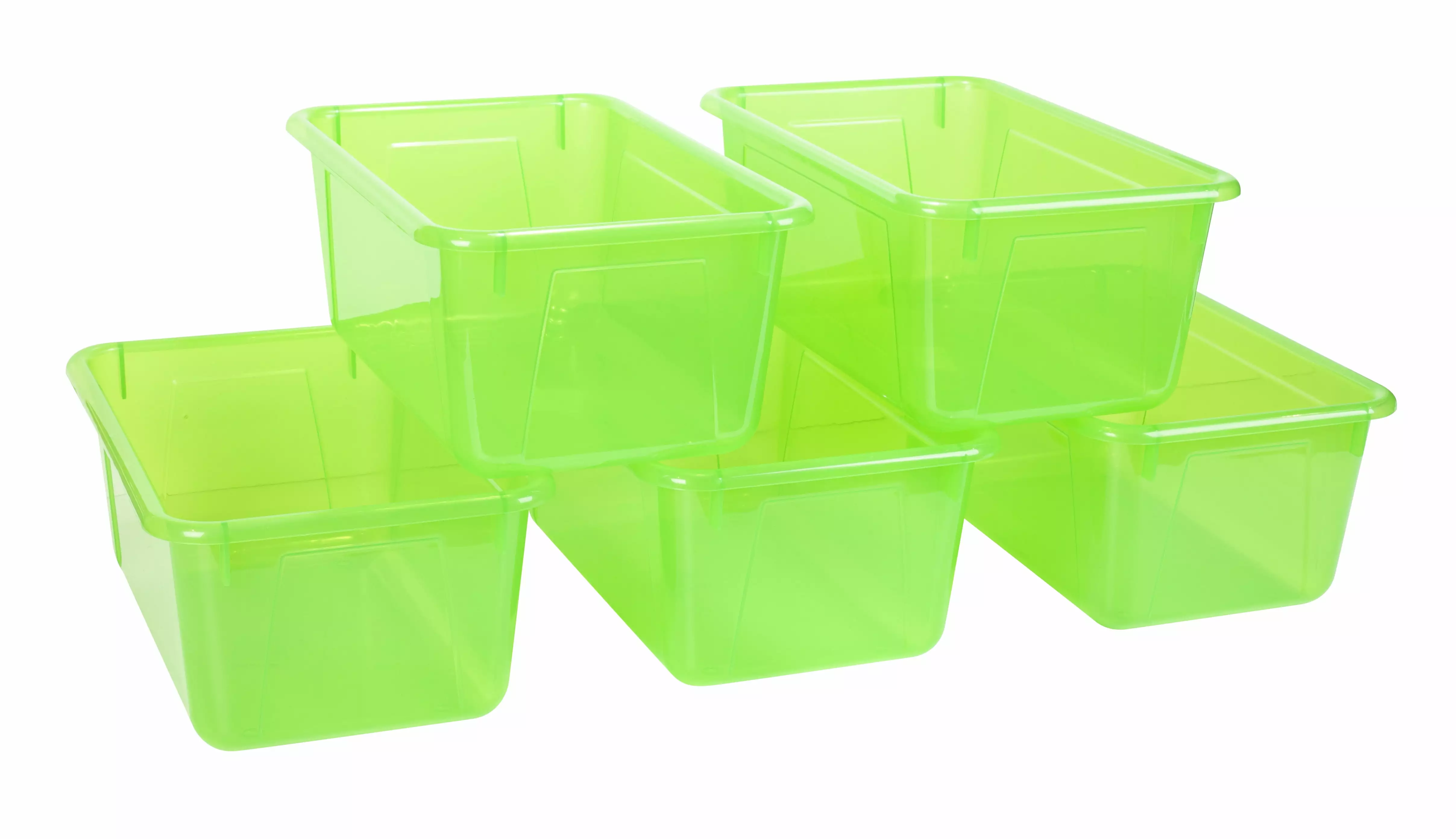 Storex Plastic Cubby Bin. Craft and Supply Storage for Kids. Candy Green. 5-Pack