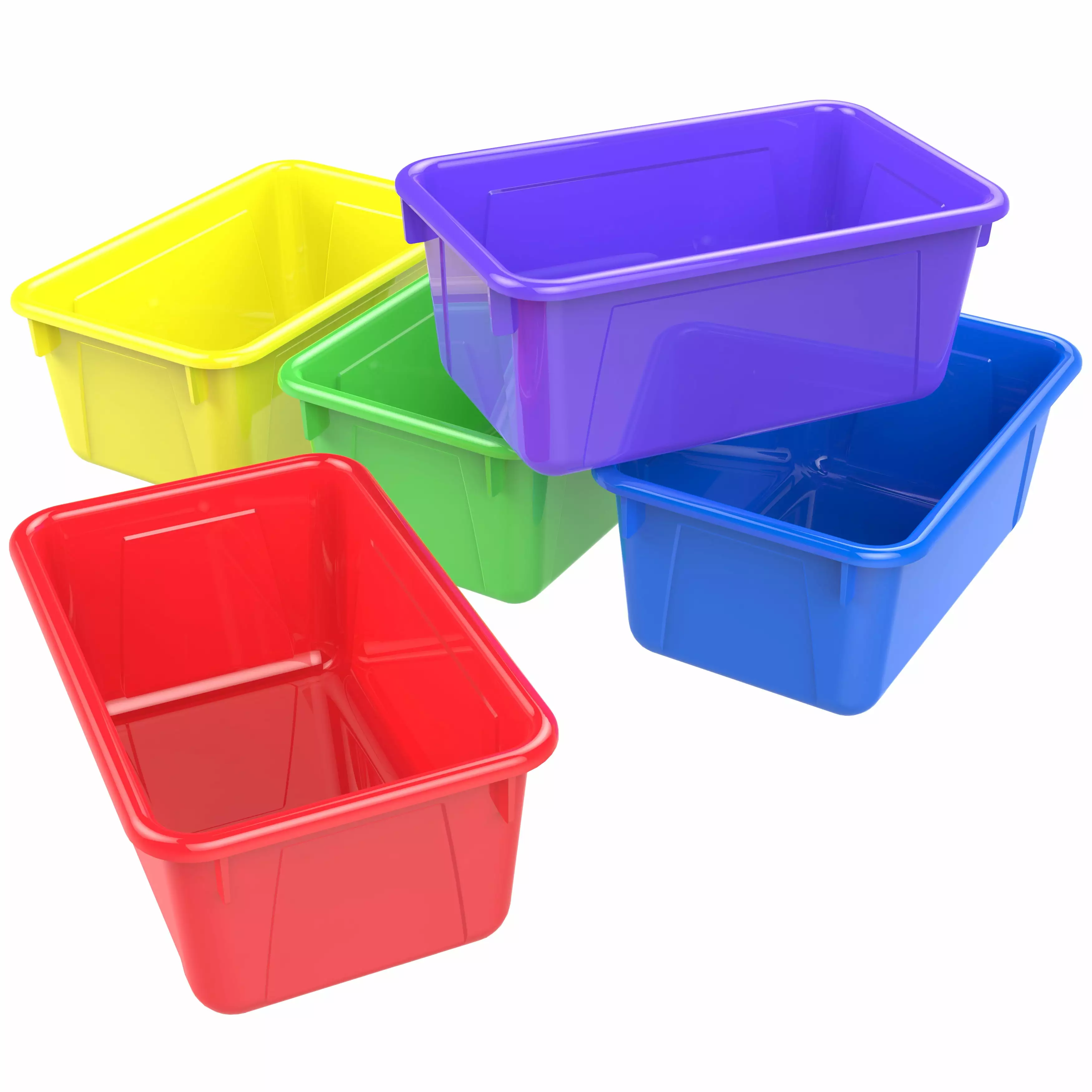 Storex Plastic Cubby Bin. Kids' Craft and Supply Storage. Assorted Colors. 5-Pack