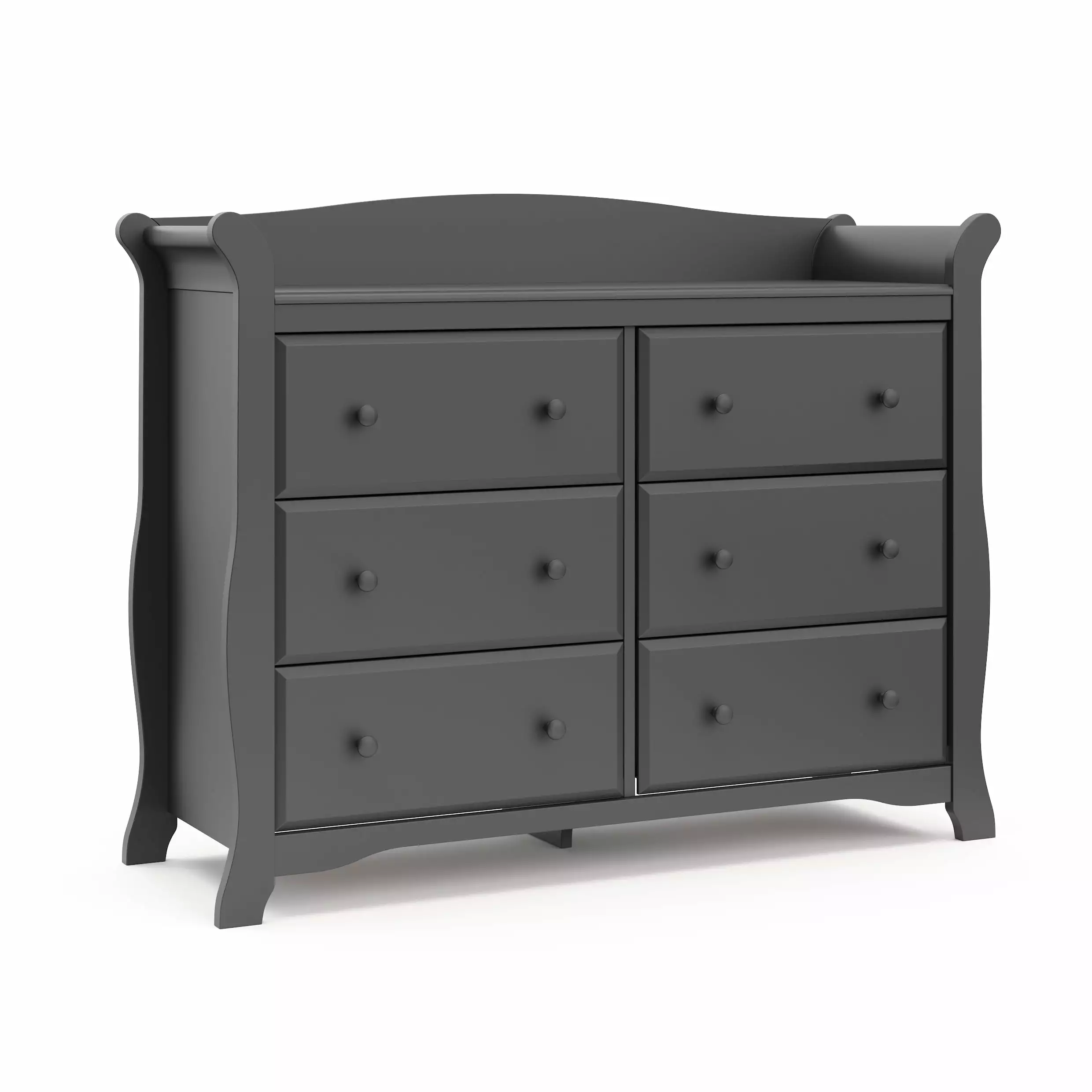 Storkcraft Avalon 6 Drawer Nursery Double Dresser. Gray