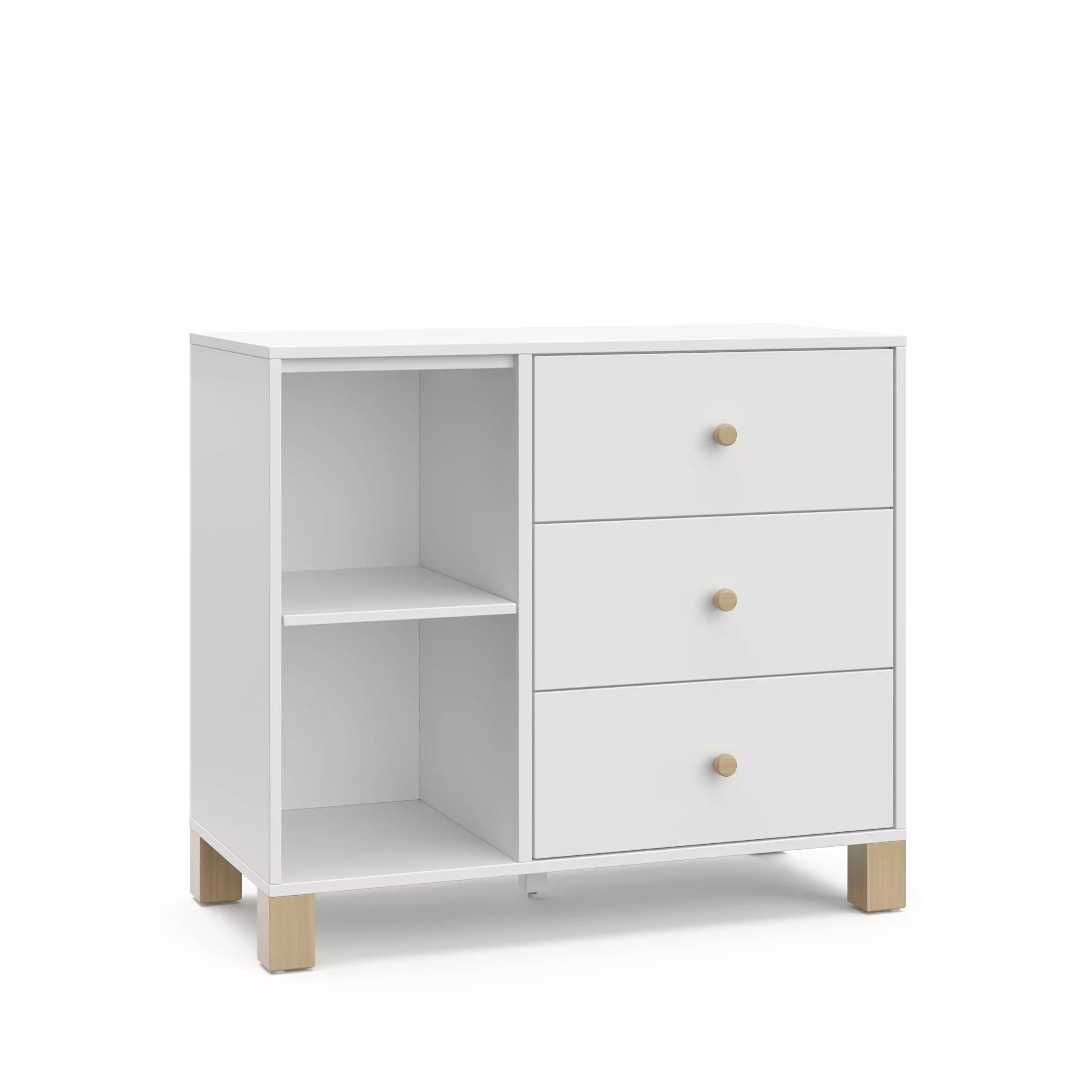 Storkcraft California 3 Drawer Combo Dresser. White with Driftwood