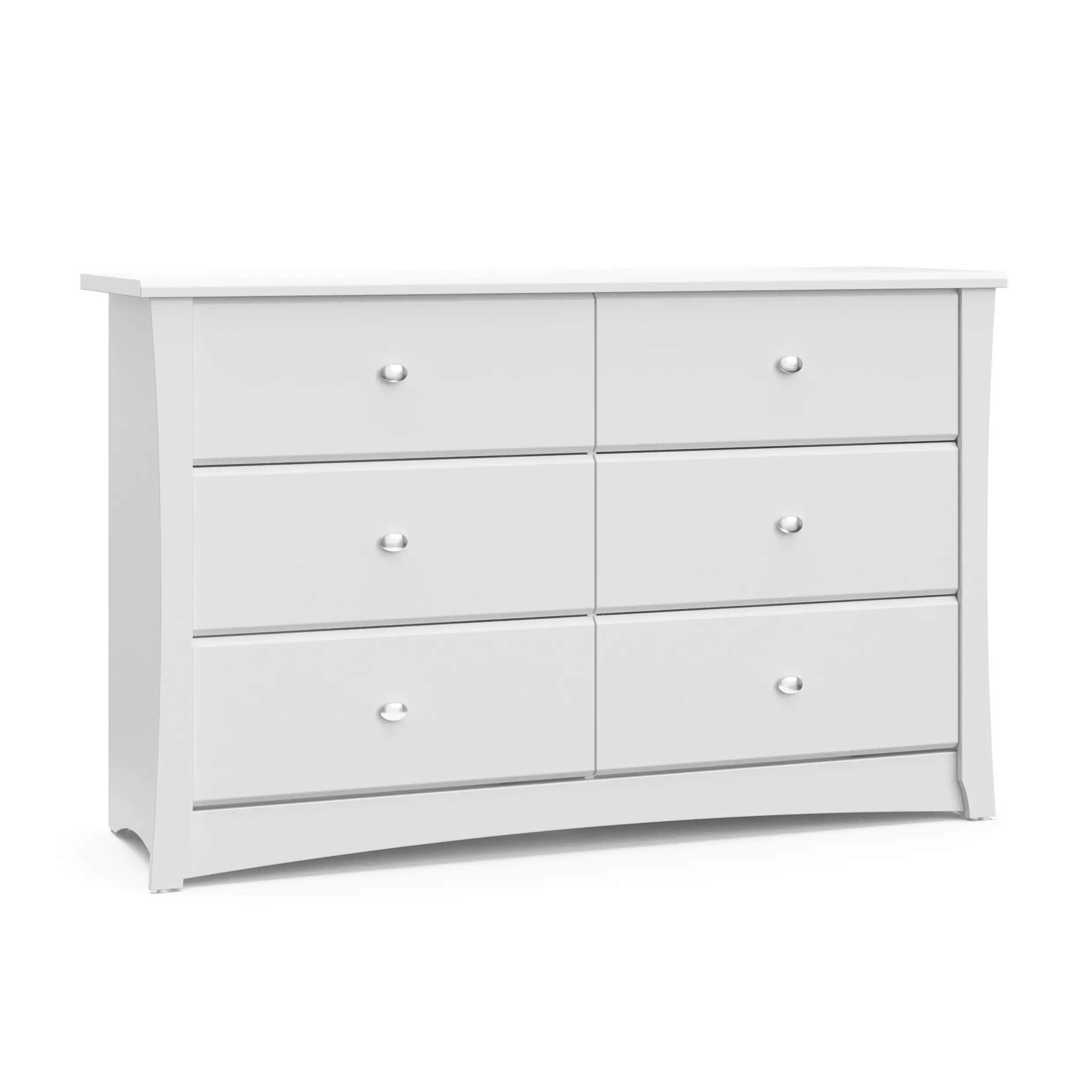 Storkcraft Crescent 6 Drawer Nursery Double Dresser. White