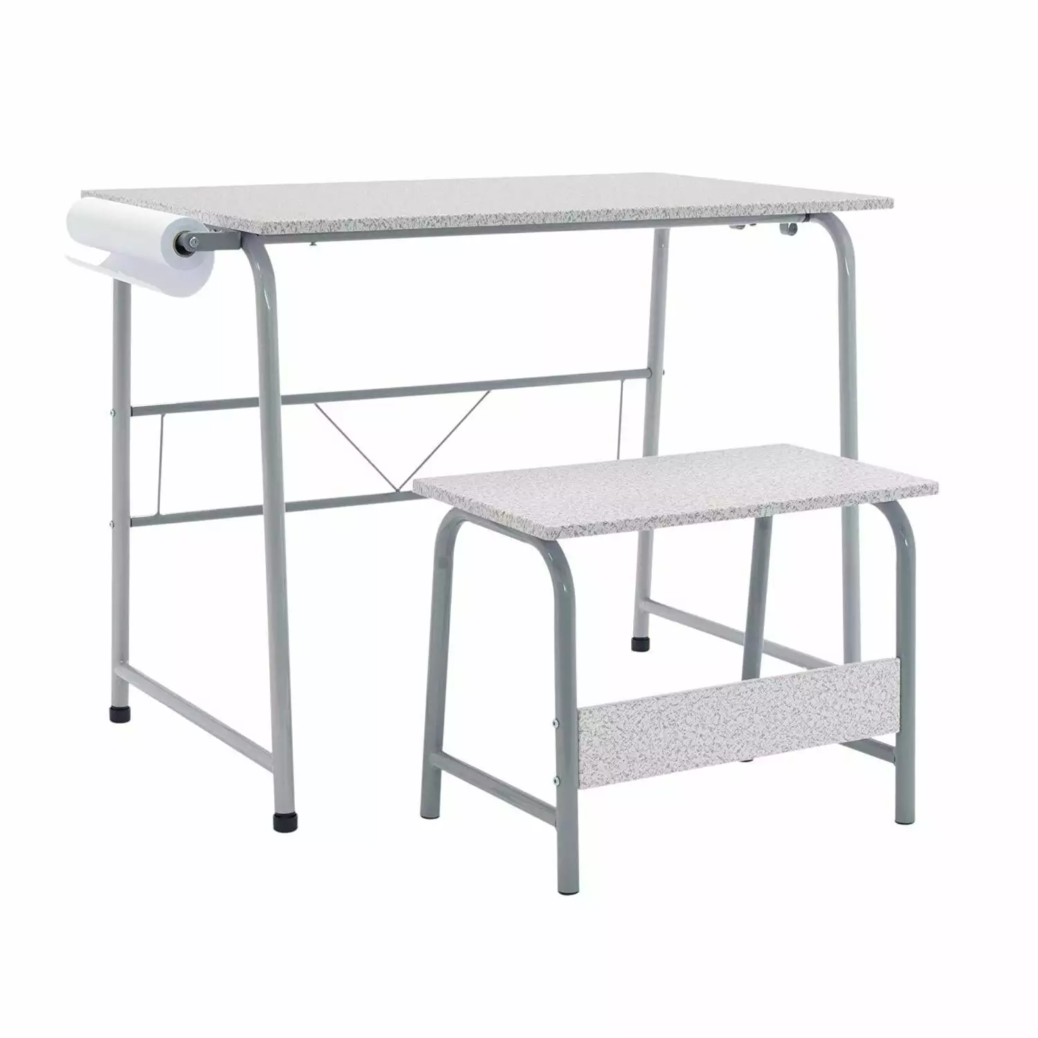 Studio Designs Project Center 2-Piece Metal Art Desk and Bench. Gray