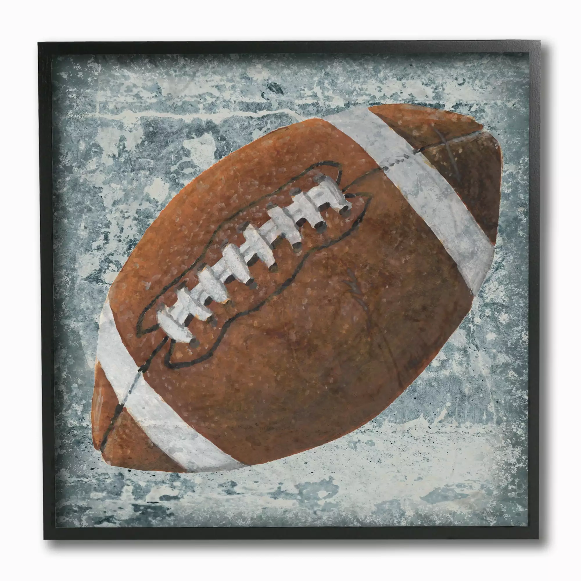 Stupell Grunge Sports Equipment Football Framed Giclee Texturized Art. 12 x 1.5 x 12. Made in USA - Multi-color - 12 x 12