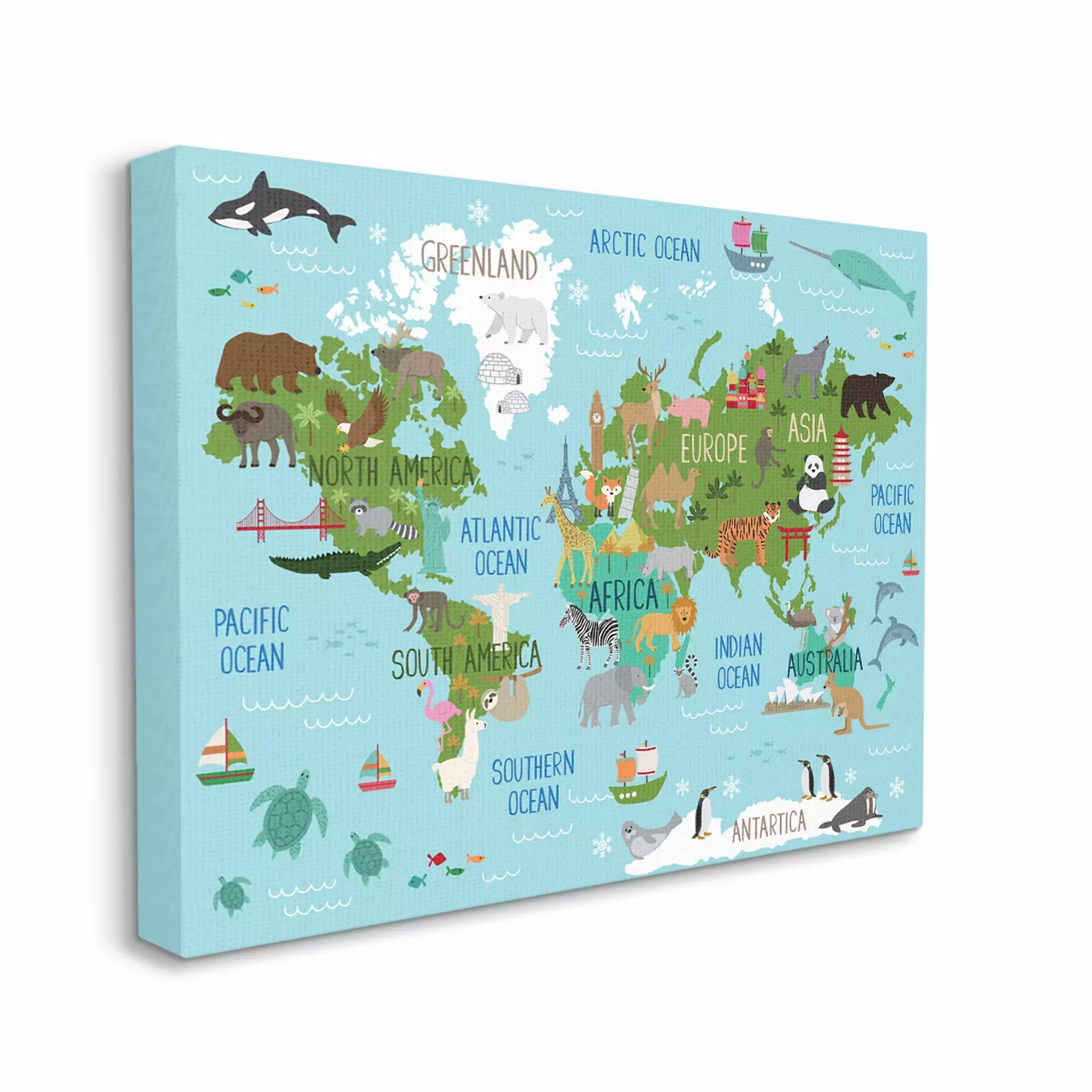 Stupell Home D??cor Kid's Animal World Map Favorite Regional Wildlife. 36 x 48. Designed by Lisa Whitebutton