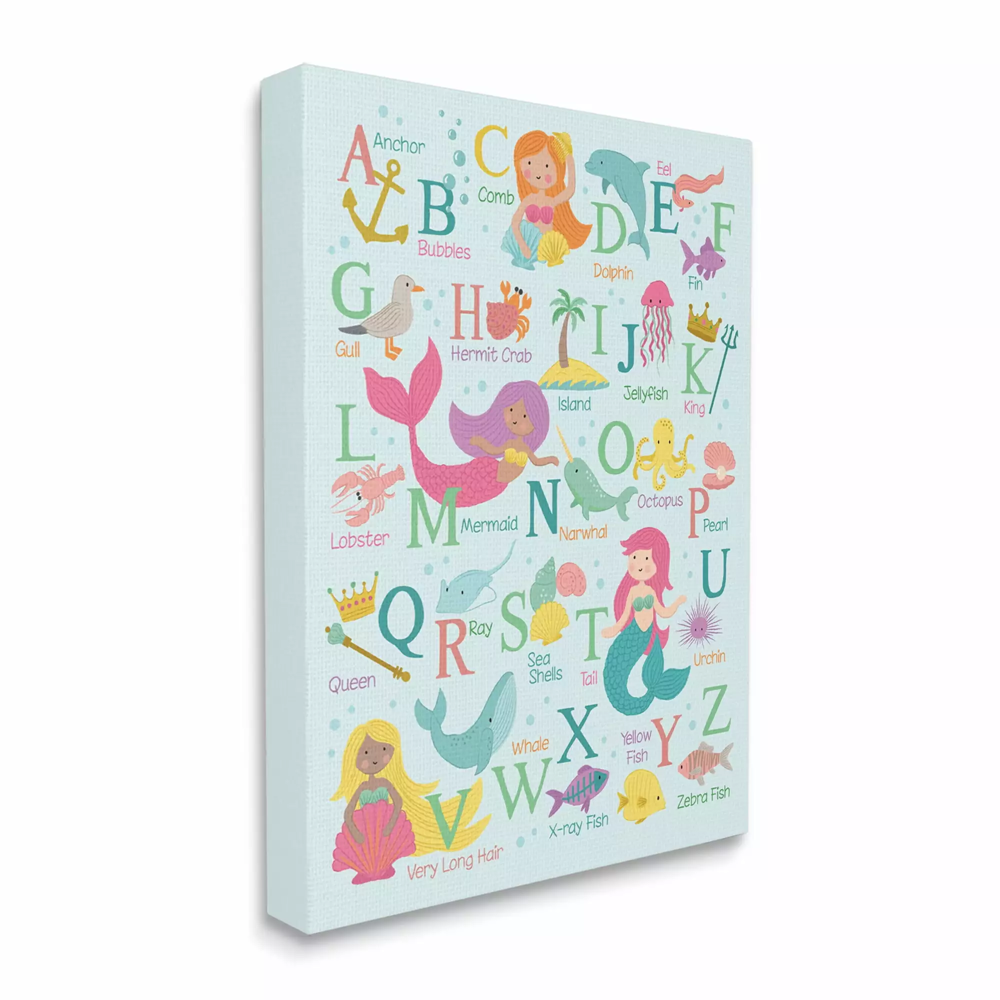 Stupell Industries Kid's Mermaid Alphabet Beach Fantasy ABC Typography. 30 x 40. Designed by Lisa Whitebutton