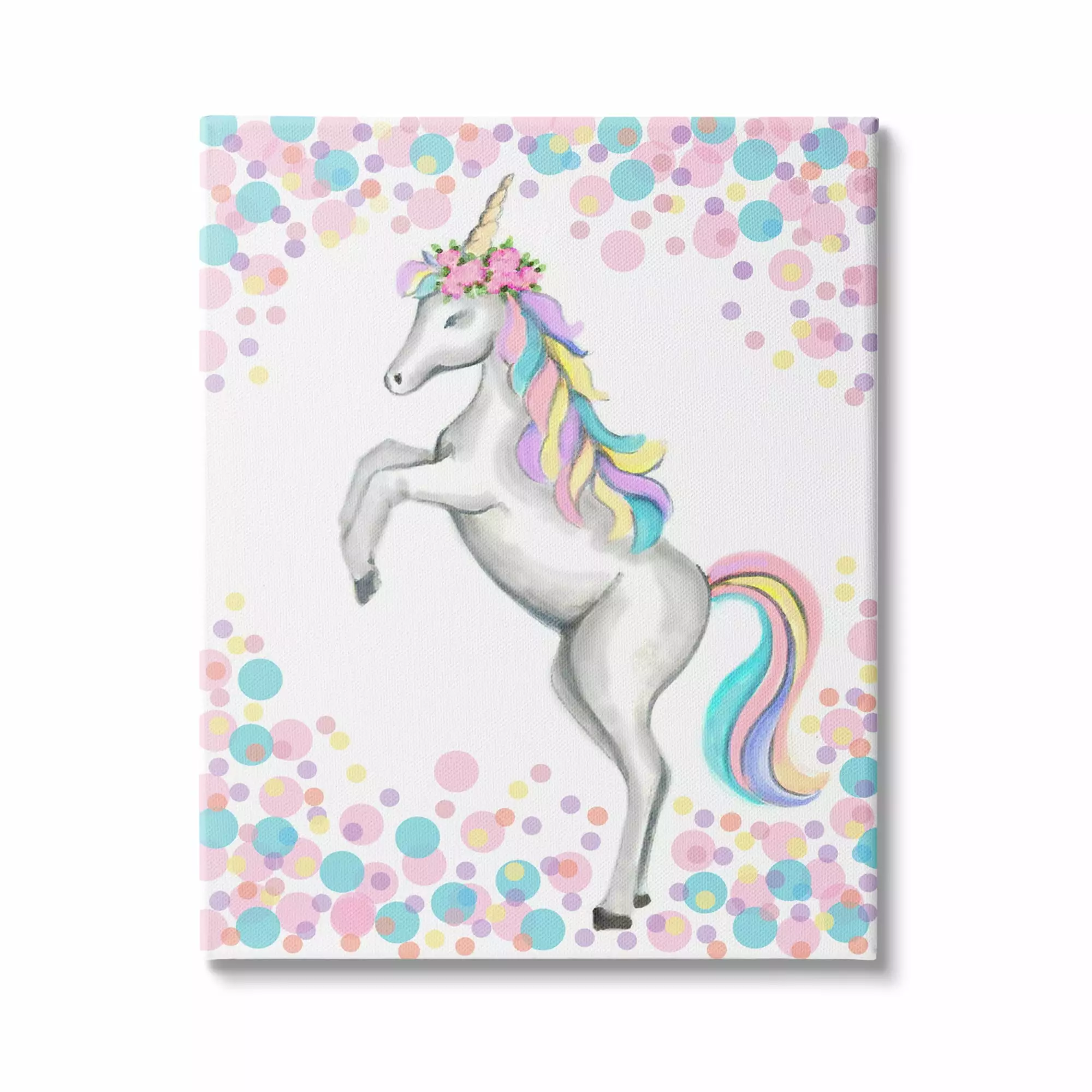 Stupell Industries Kids' Fantasy Unicorn Pink Blue Purple Polka Dots. 24 x 30.Design by Reesa Qualia