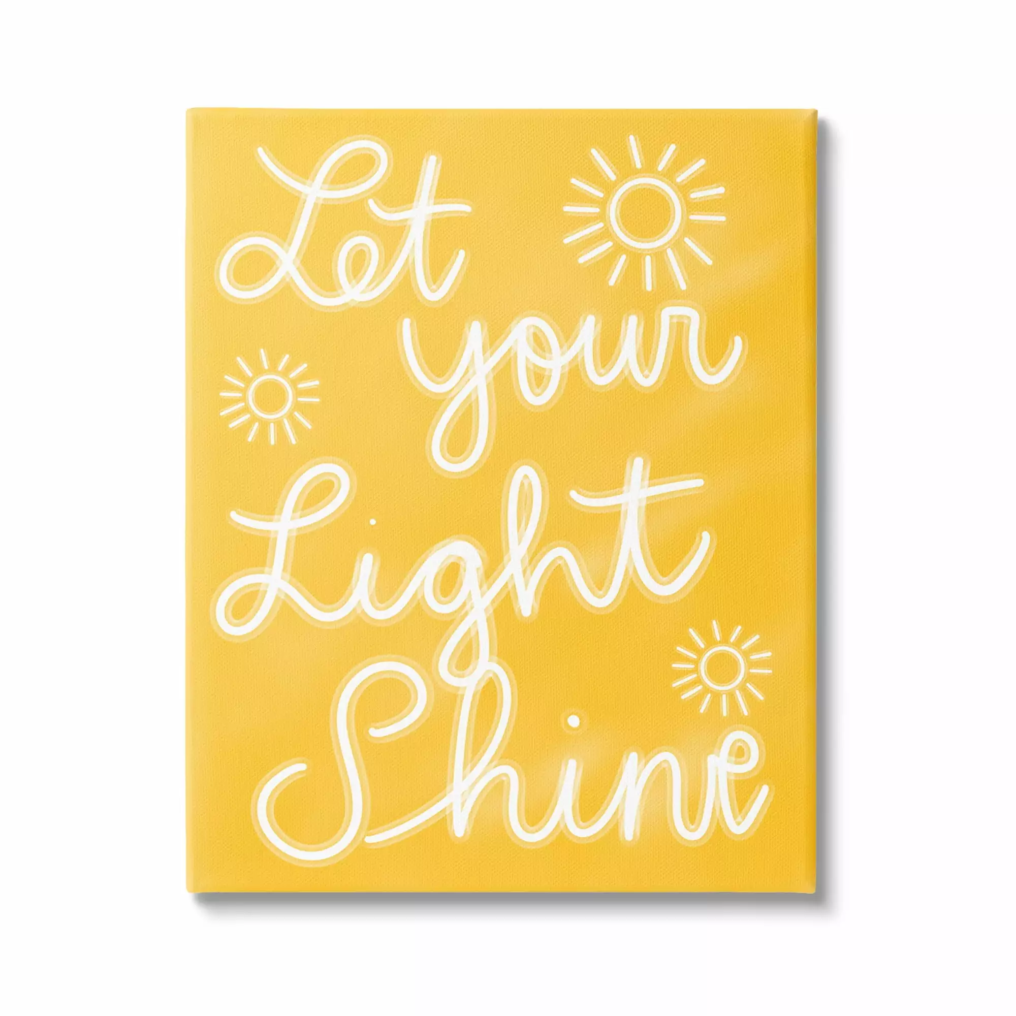 Stupell Industries Let Your Light Shine Yellow Phrase Inspirational Painting Gallery Wrapped Canvas Print Wall Art