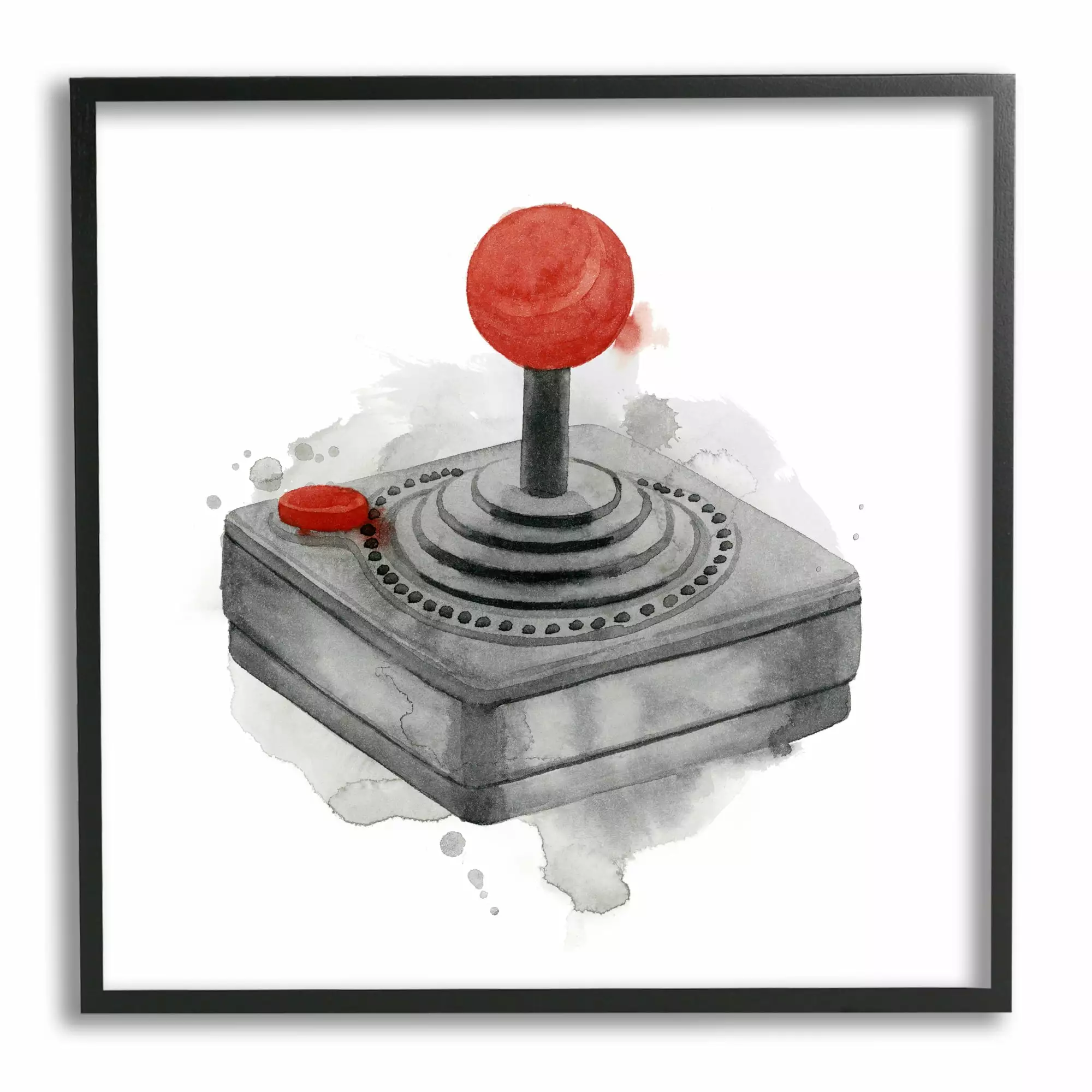 Stupell Industries Vintage Gaming Controller Joystick Art for Kids Painting Black Framed Art Print Wall Art