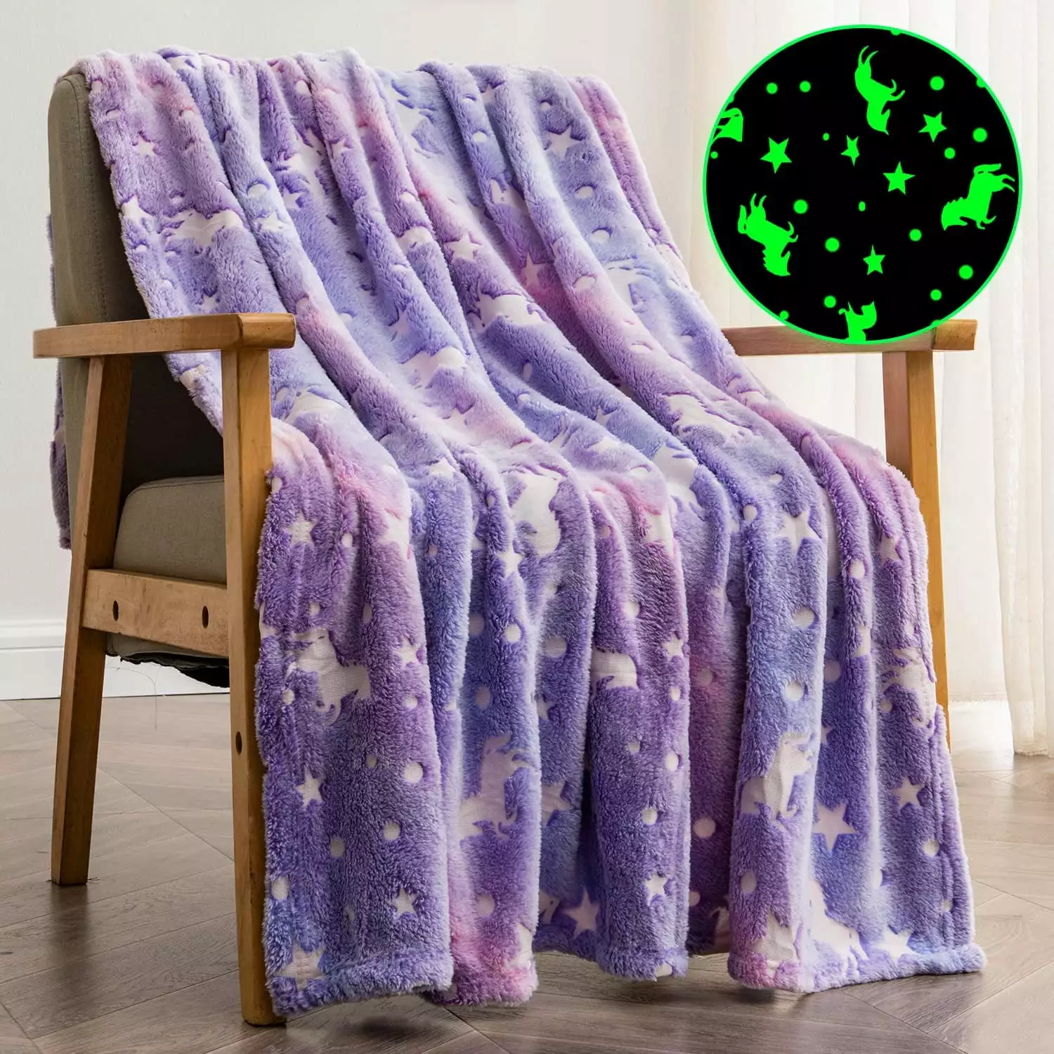 Style-Carry Glow in Dark Blanket Gifts for Girls. Flannel Furry Fleece Blanket. Gifts for Kids Girls Teens Toddlers. 60in x 50in