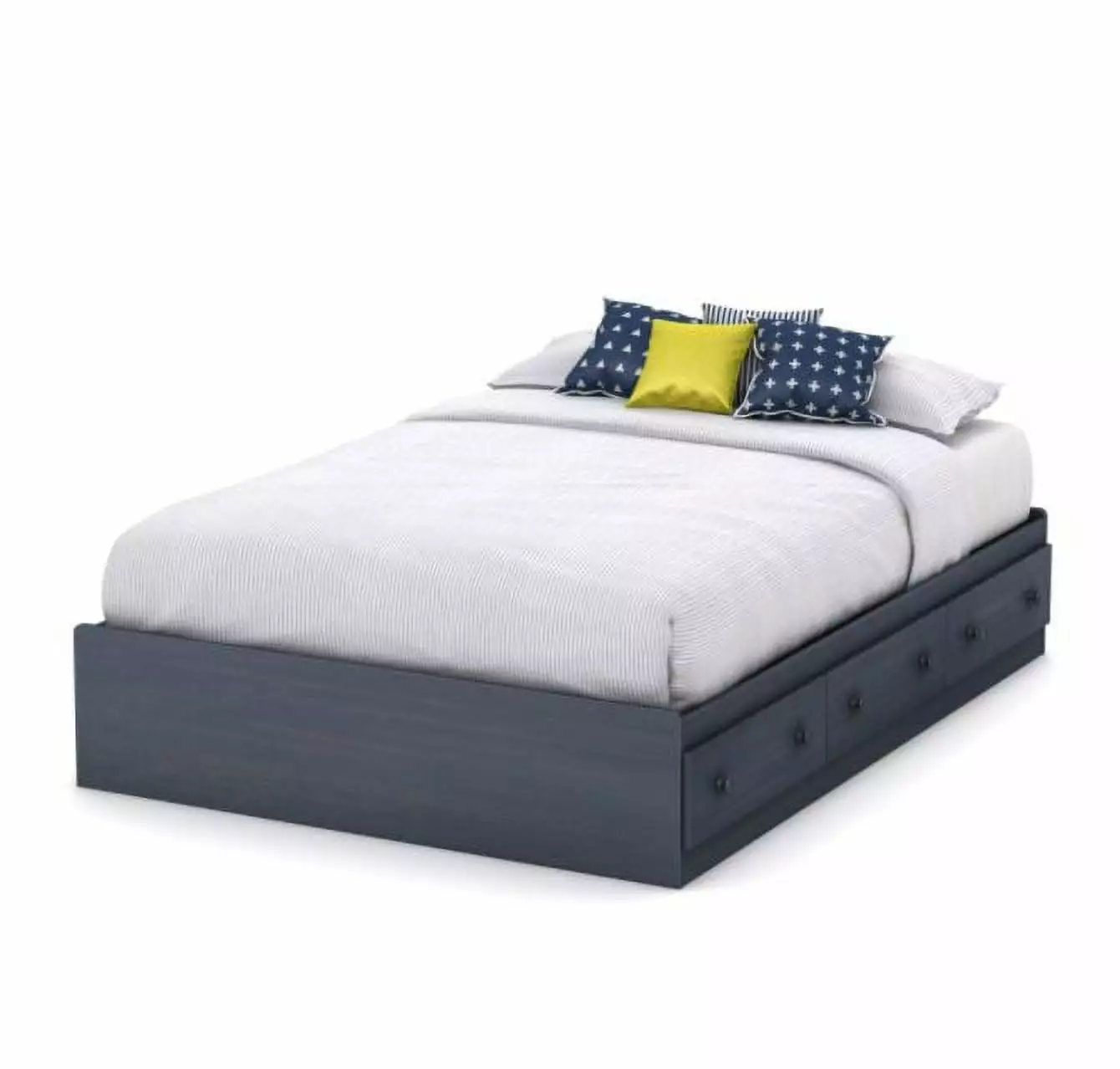 Summer Breeze Full Mates Bed (54'') with 3 Drawers. Blueberry