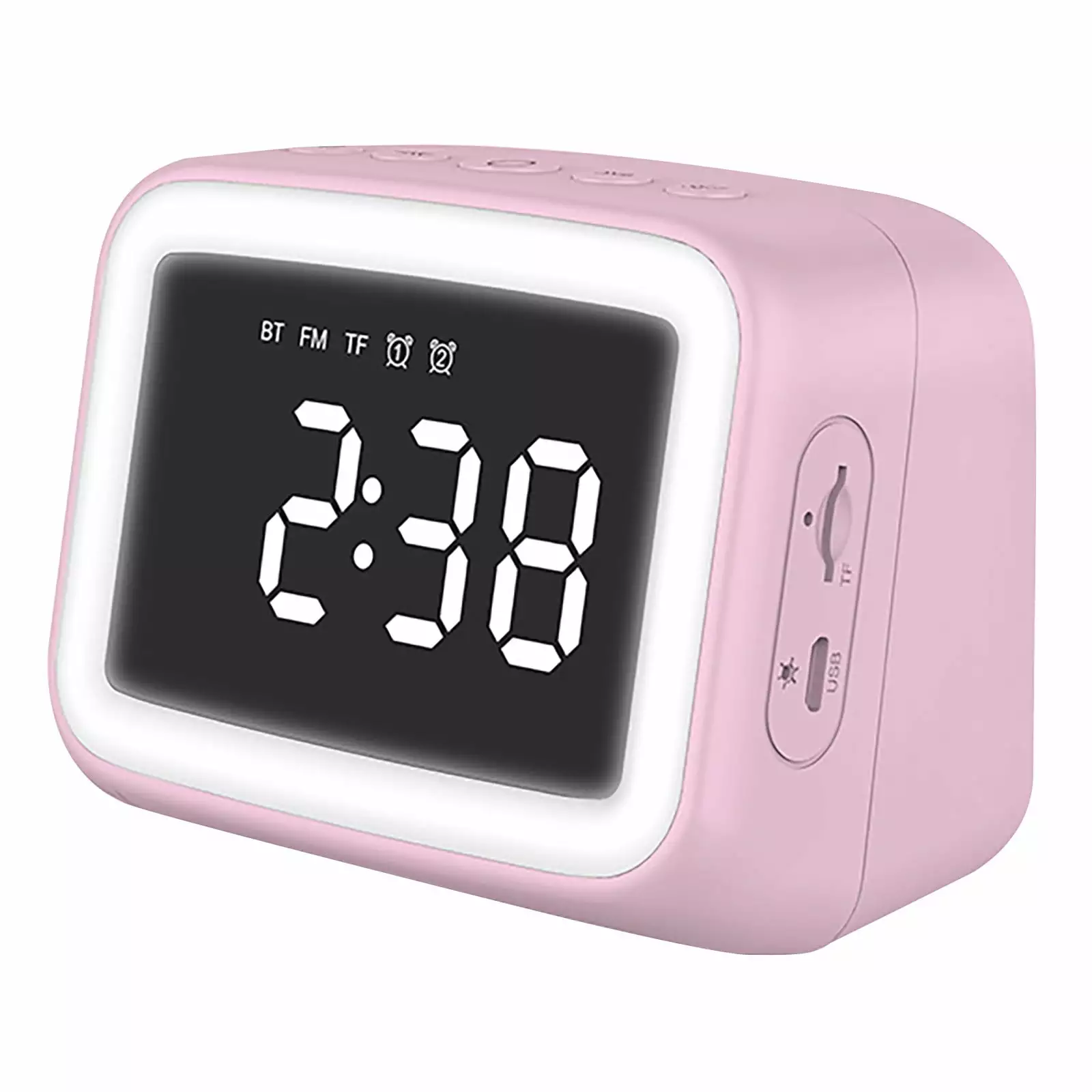 Summer Savings Clearance Akmoler Alarm Clock.Mini Mirror Clock Alarm Clock Night Light Card FM Bluetooth Speaker Digital Clock