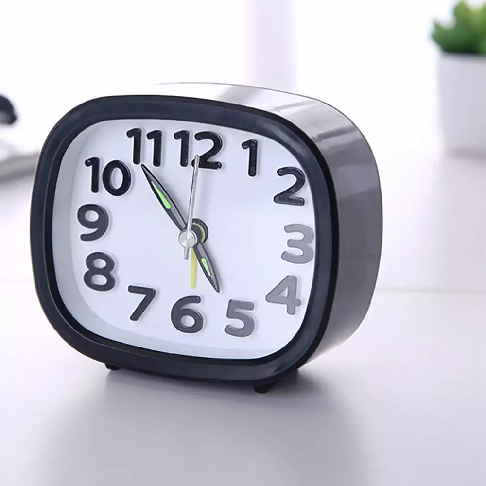 Summer Savings Clearance Akmoler Alarm Clock.Rectangle Small Bed Compact Travel Quartz Beep Alarm Clock Cute Portable Digital Clock