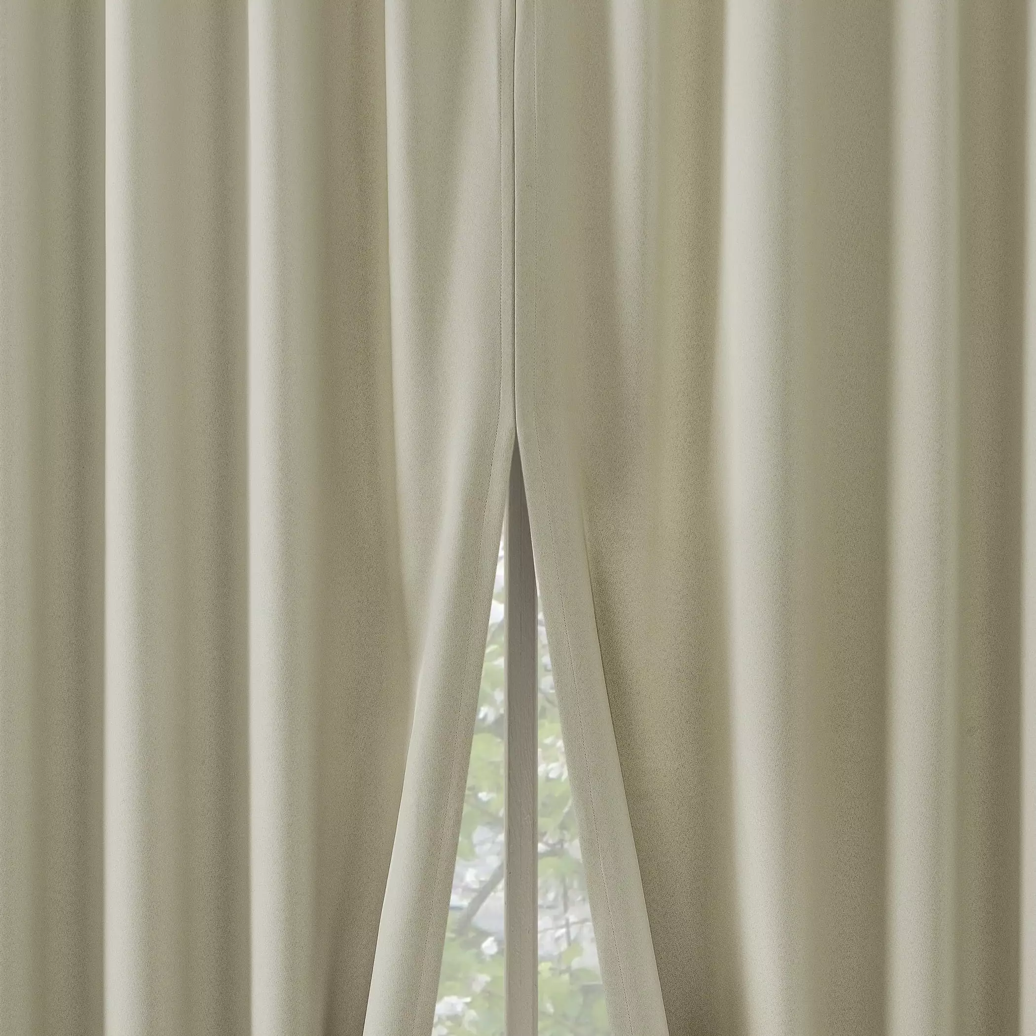 Sun Zero Aria 2-pack Magnetic Closure Theater Grade 100% Blackout Back Tab Curtain Panel Pair. 52x84. Cream