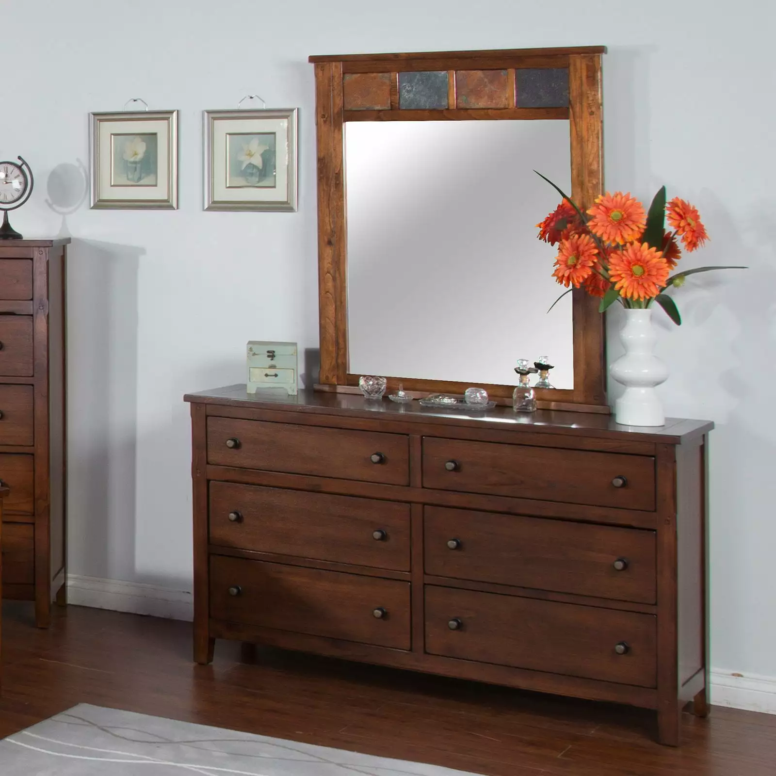 Sunny Designs Santa Fe 64 Petite Traditional Wood Double Dresser in Chocolate