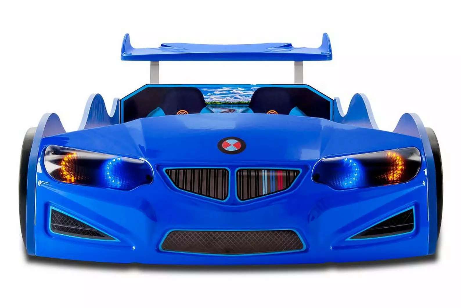 Super Car Beds GT1 Twin Race Car Bed with LED Lights & Sounds. Kids' Bedroom Furniture. Car Themed Bed for Boys Room