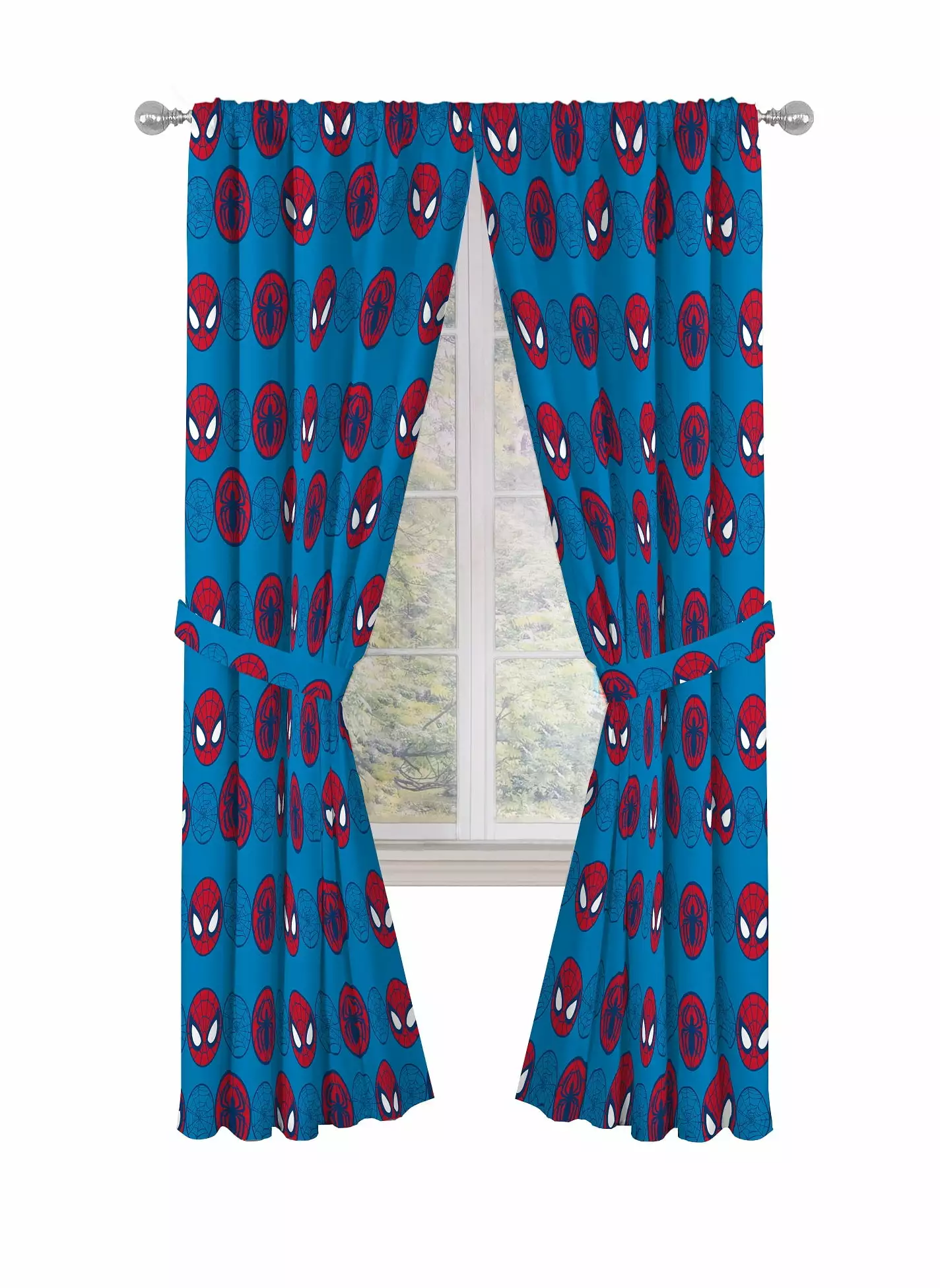 Super Hero Adventures Go Spidey 63 inch Drapes. Set of 2. 100% Microfiber. Blue