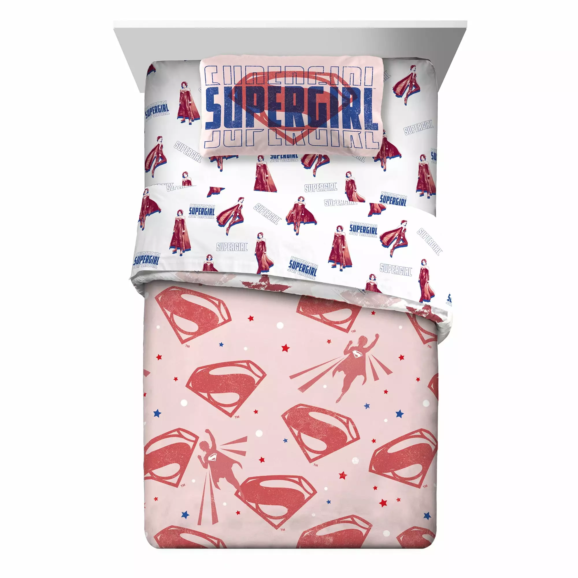 Supergirl Kids Twin Bed-in-a-Bag. Comforter and Sheets with Bonus Tote. Warner Brothers