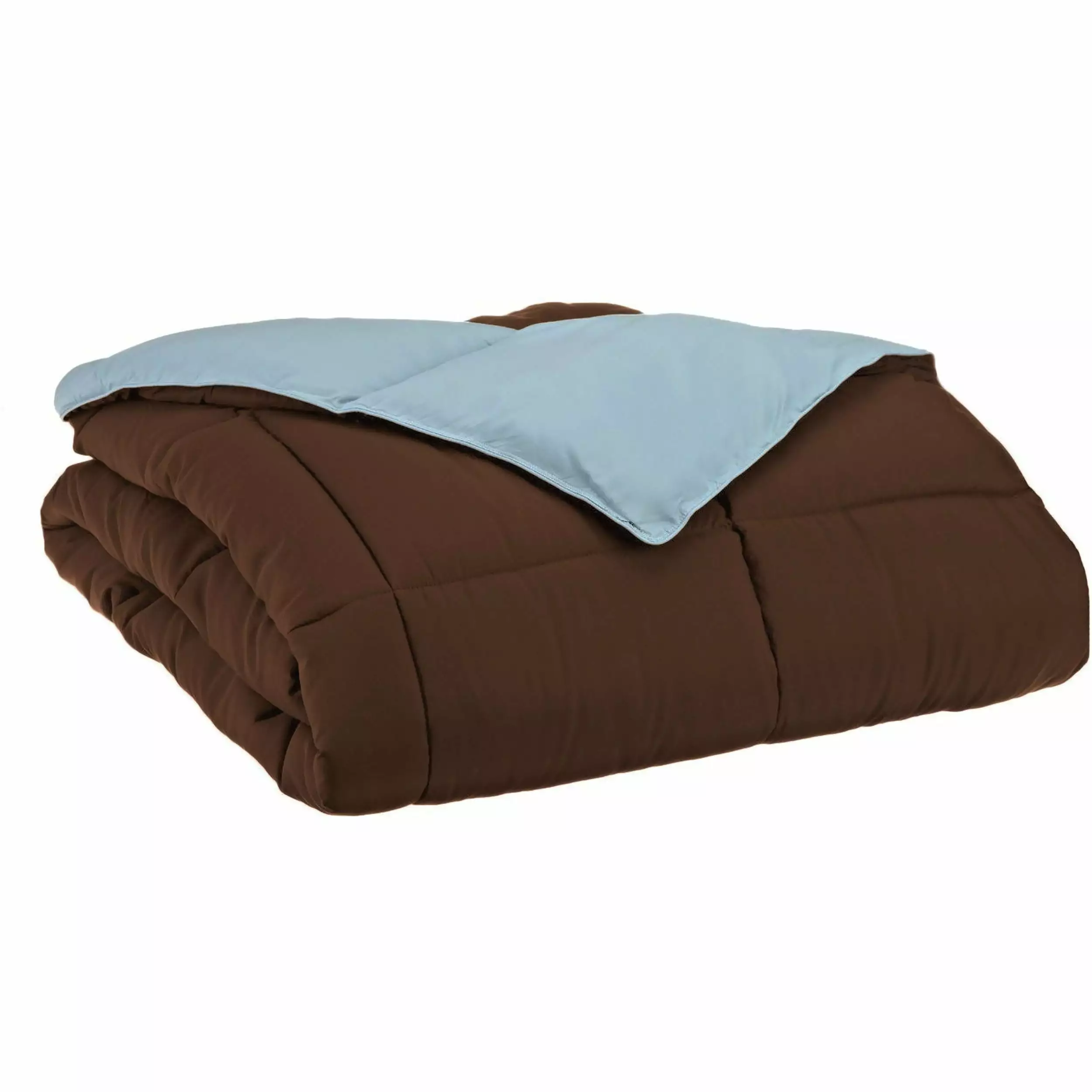 Superior Down Alternative Reversible Comforter. King. Choco/ Sky Blue