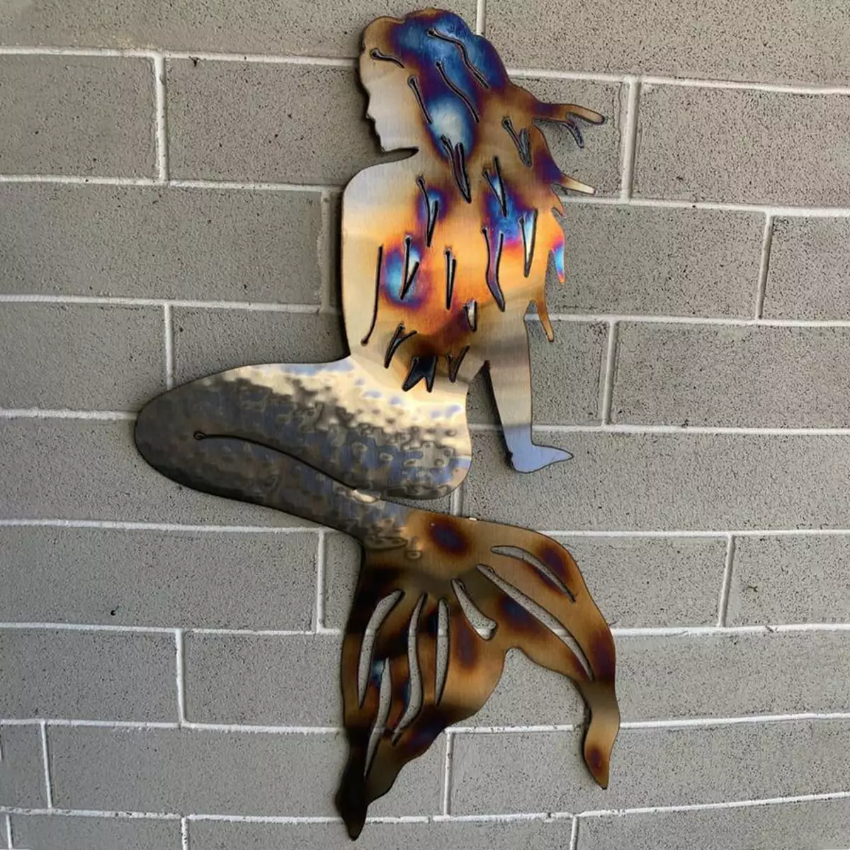 Sutowe Mermaid Metal Art Wall Decor.Creative Craft Panels Bathroom Hanging Decoration.Silver