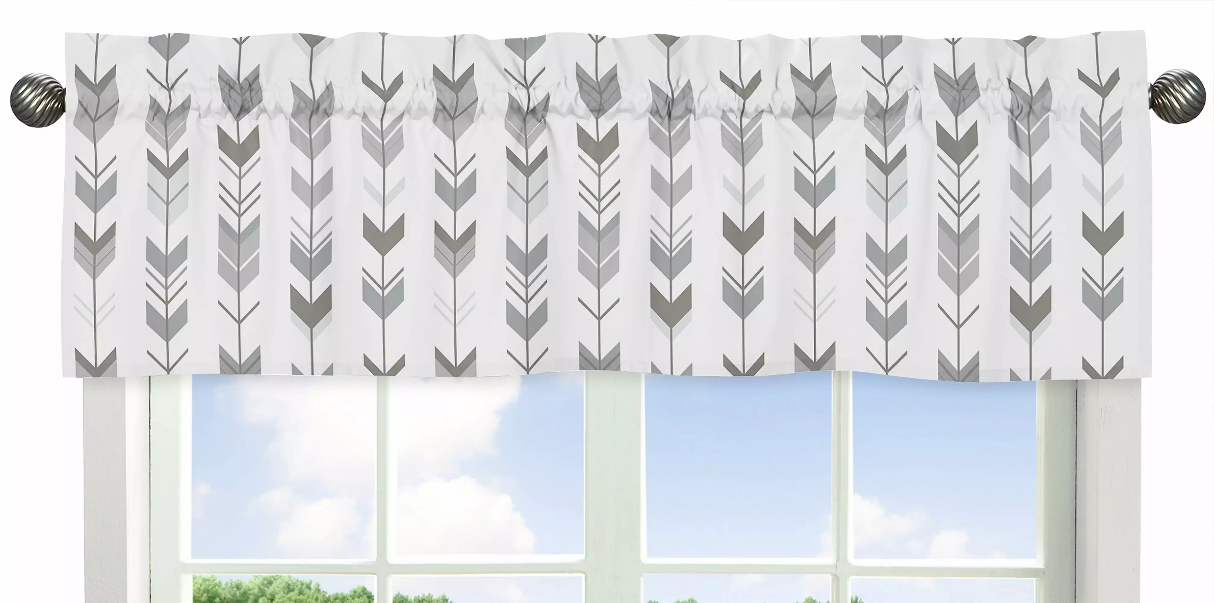 Sweet Jojo Designs Window Valance for the Grey and White Mod Arrow Collection