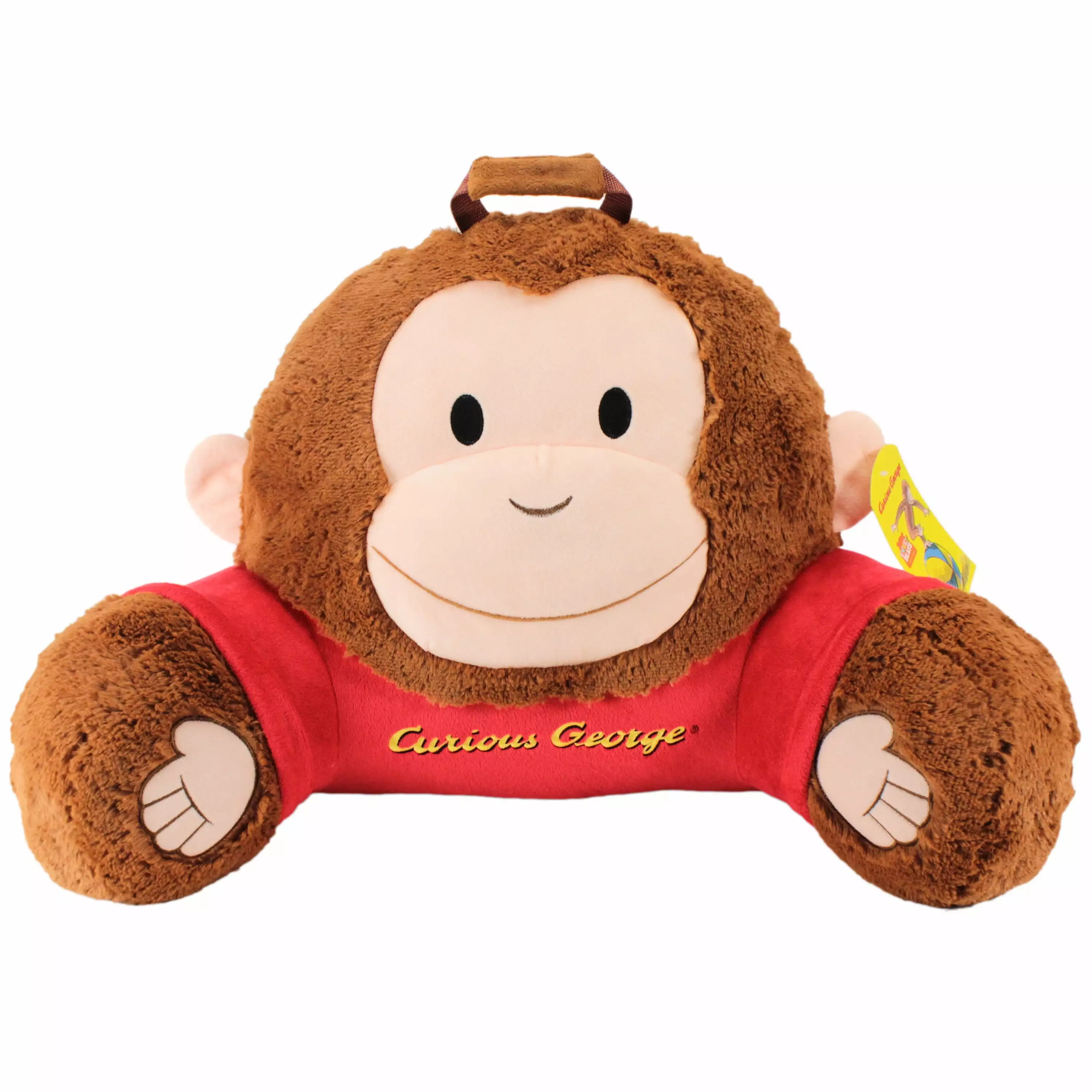 Sweet Seats Adorable Curious George Children's Plush Floor Cushion | Ideal for Children Ages 2 and up | Storage Pocket on Back | 26W x 14D x 16H